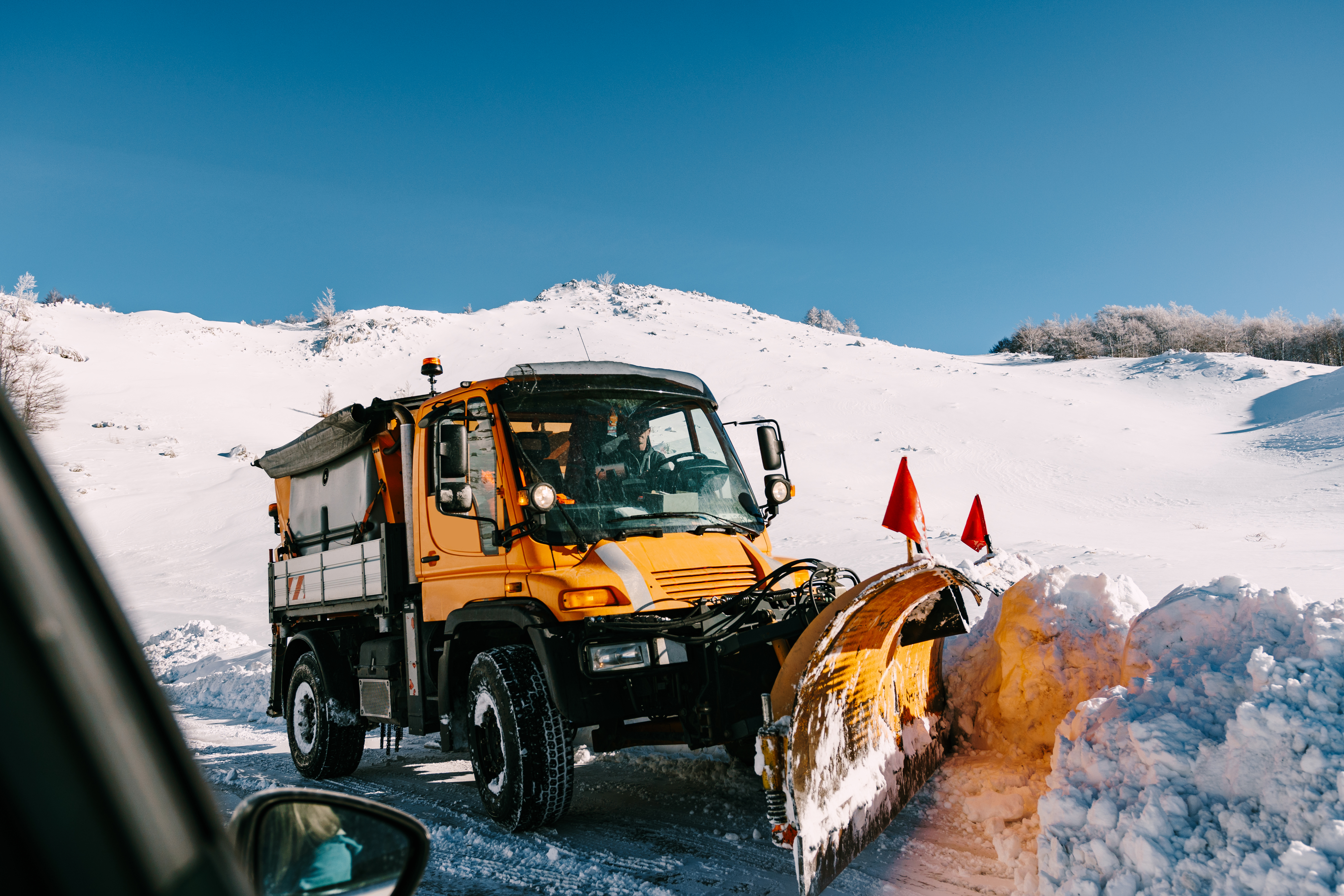 Zabljak,,Montenegro,-,02,January,2018:,Snow-covered,Mountain,Track.,Cleaning