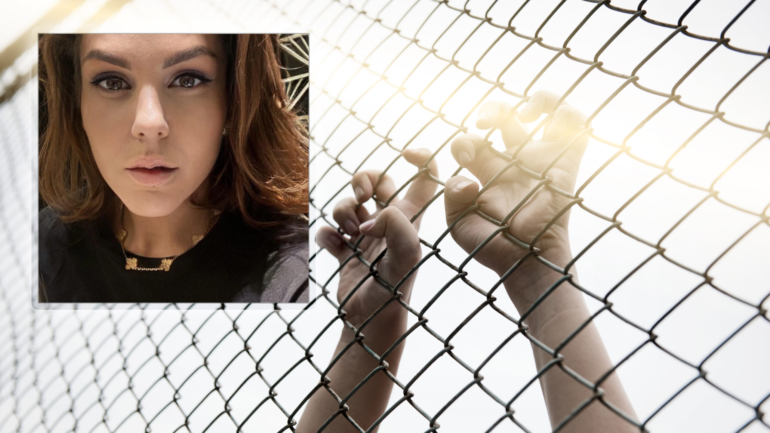 Hands catching mesh cage. The prisoner want freedom.Man lack of Independence.