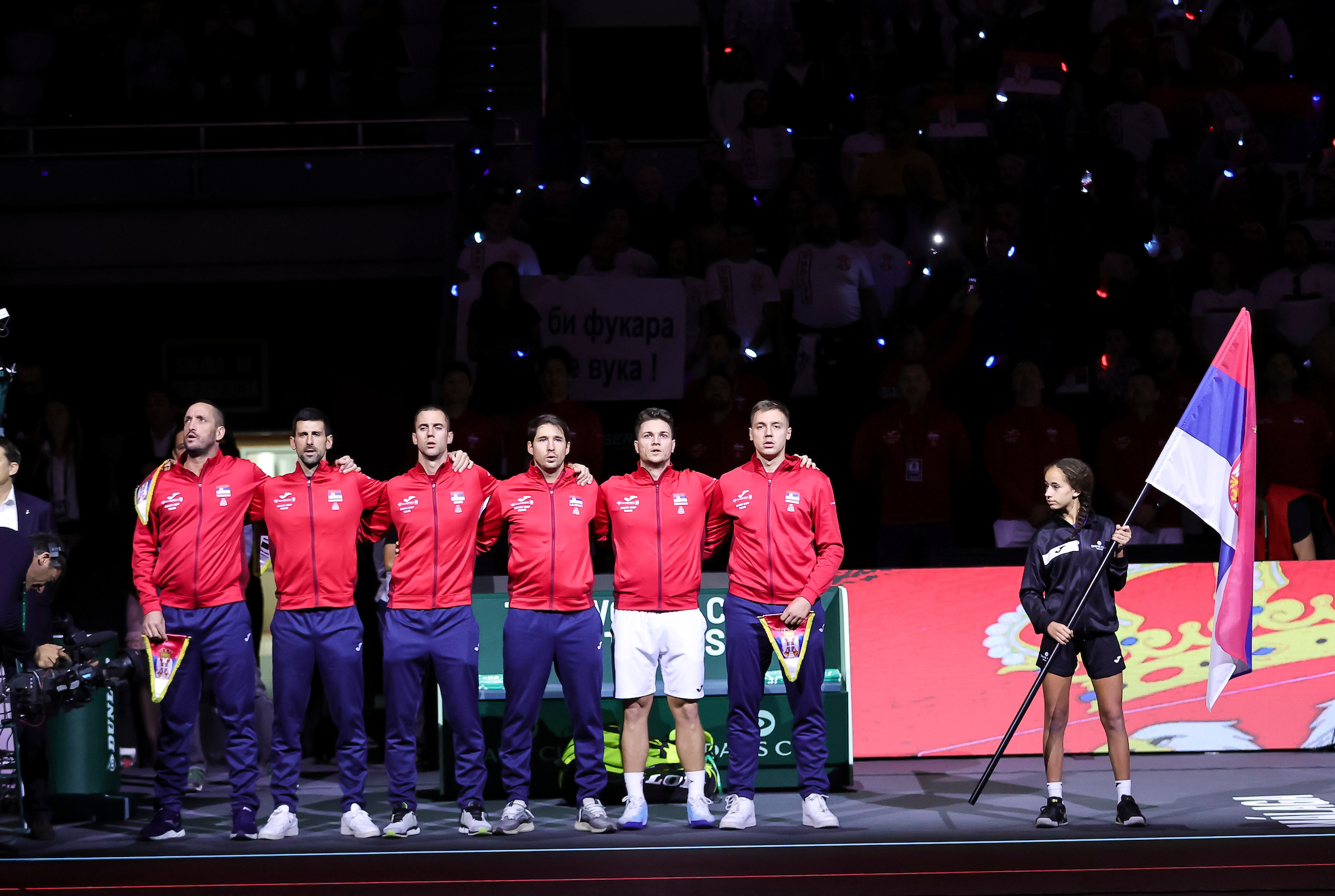during the 2023 Davis Cup Final, Semifinal match between Serbia and Italy at Palacio de Deportes José María Martín Carpena, on November 25, 2023 in Malaga, Spain. (Photo by Srdjan Stevanovic/Starsport.rs ©)