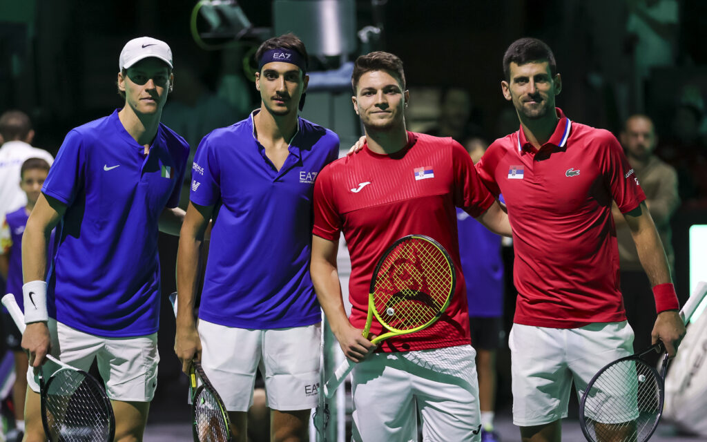 during the 2023 Davis Cup Final, Semifinal match between Serbia and Italy at Palacio de Deportes José María Martín Carpena, on November 25, 2023 in Malaga, Spain. (Photo by Srdjan Stevanovic/Starsport.rs ©)