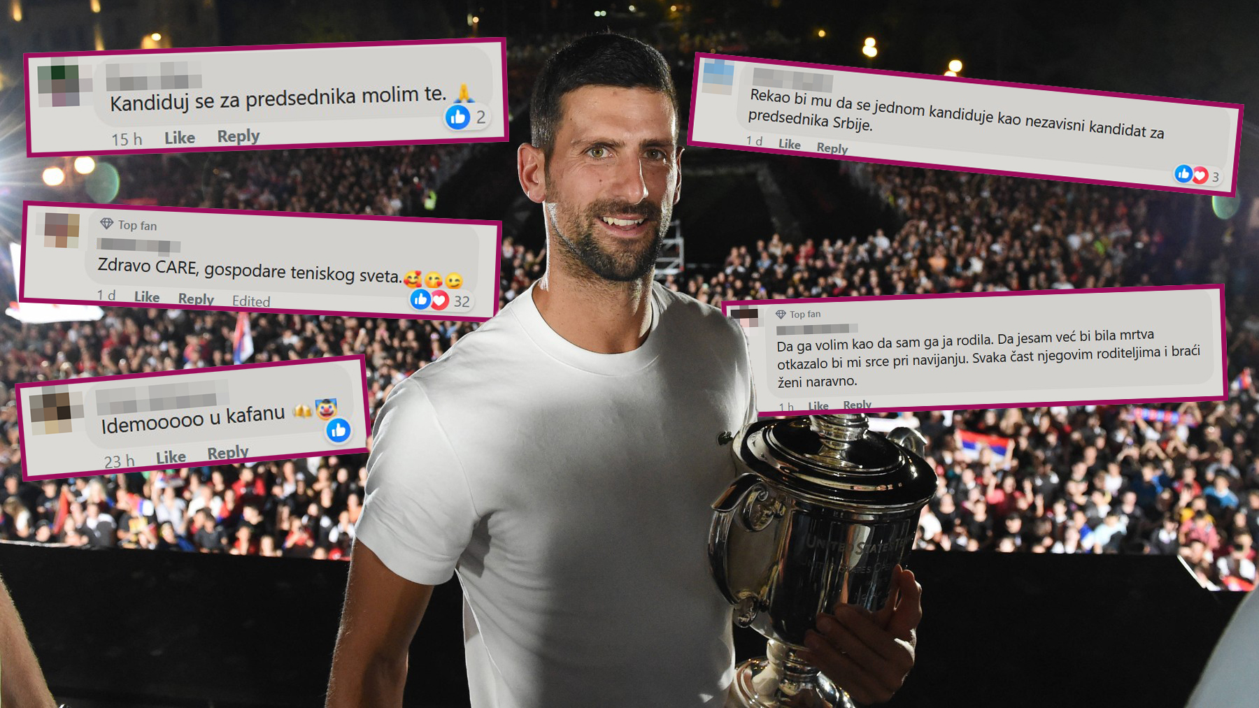 SERBIA NOVAK DJOKOVIC with US Open trophy celebration of FIBA World Cup silver medal of Serbian basketball national team