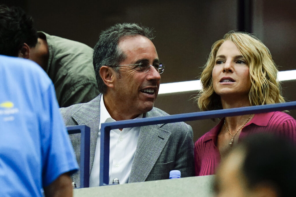 Jerry Seinfeld attends the men's singles final of the U.S. Open tennis championships, between Novak Djokovic, of Serbia, and Daniil Medvedev, of Russia, Sunday, Sept. 10, 2023, in New York. (AP Photo/Frank Franklin II)