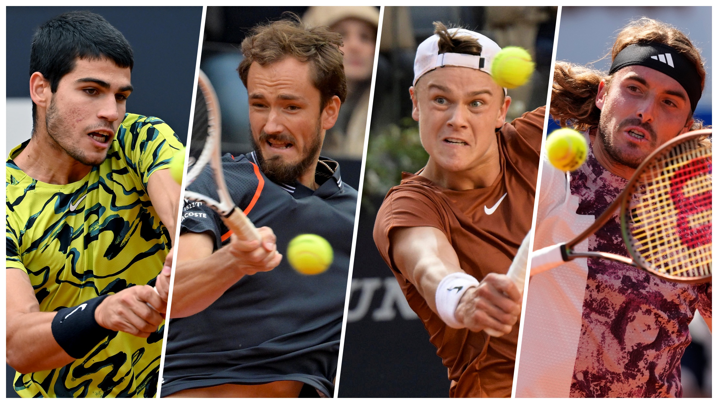 Foto: EPA-EFE/ETTORE FERRARI/ALEJANDRO GARCIA
Karlos Alcaraz, Danil Medvedev, Holger Rune, Stefanos Tsitsipas
kombo