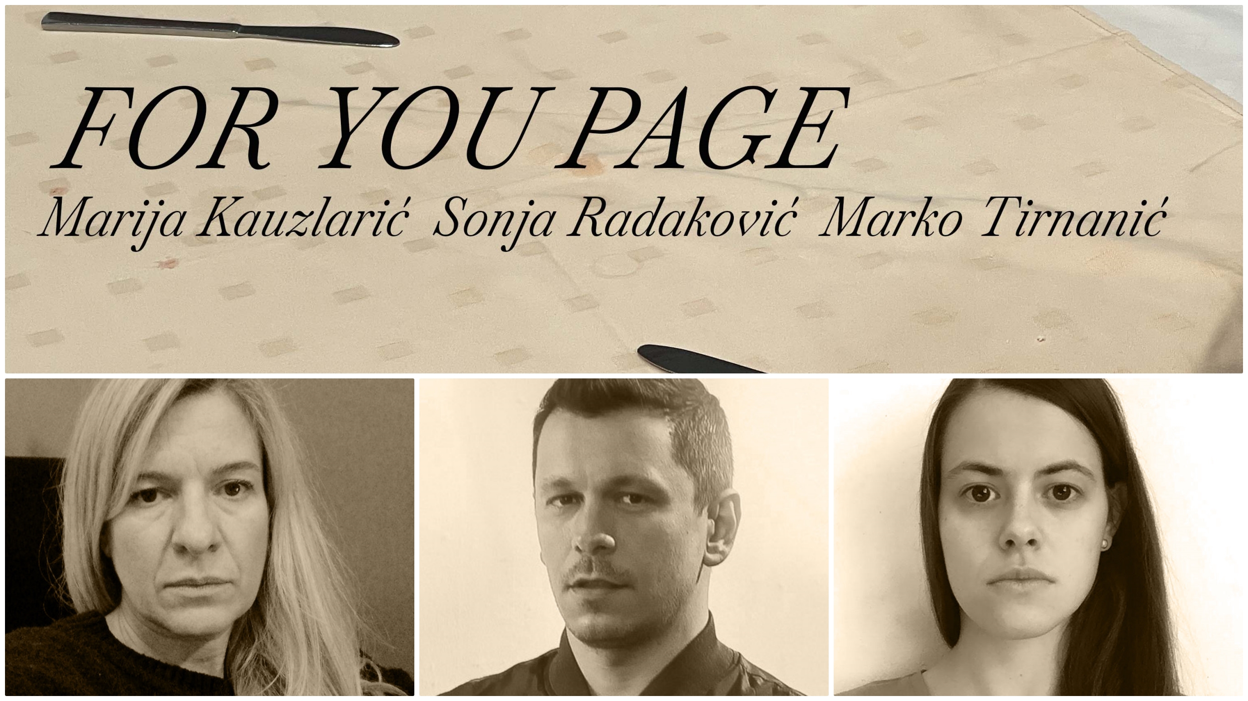 Otvaranje izložbe "FOR YOU PAGE" umetnika Marije Kauzlarić, Sonje Radaković i Marka Tirnanića