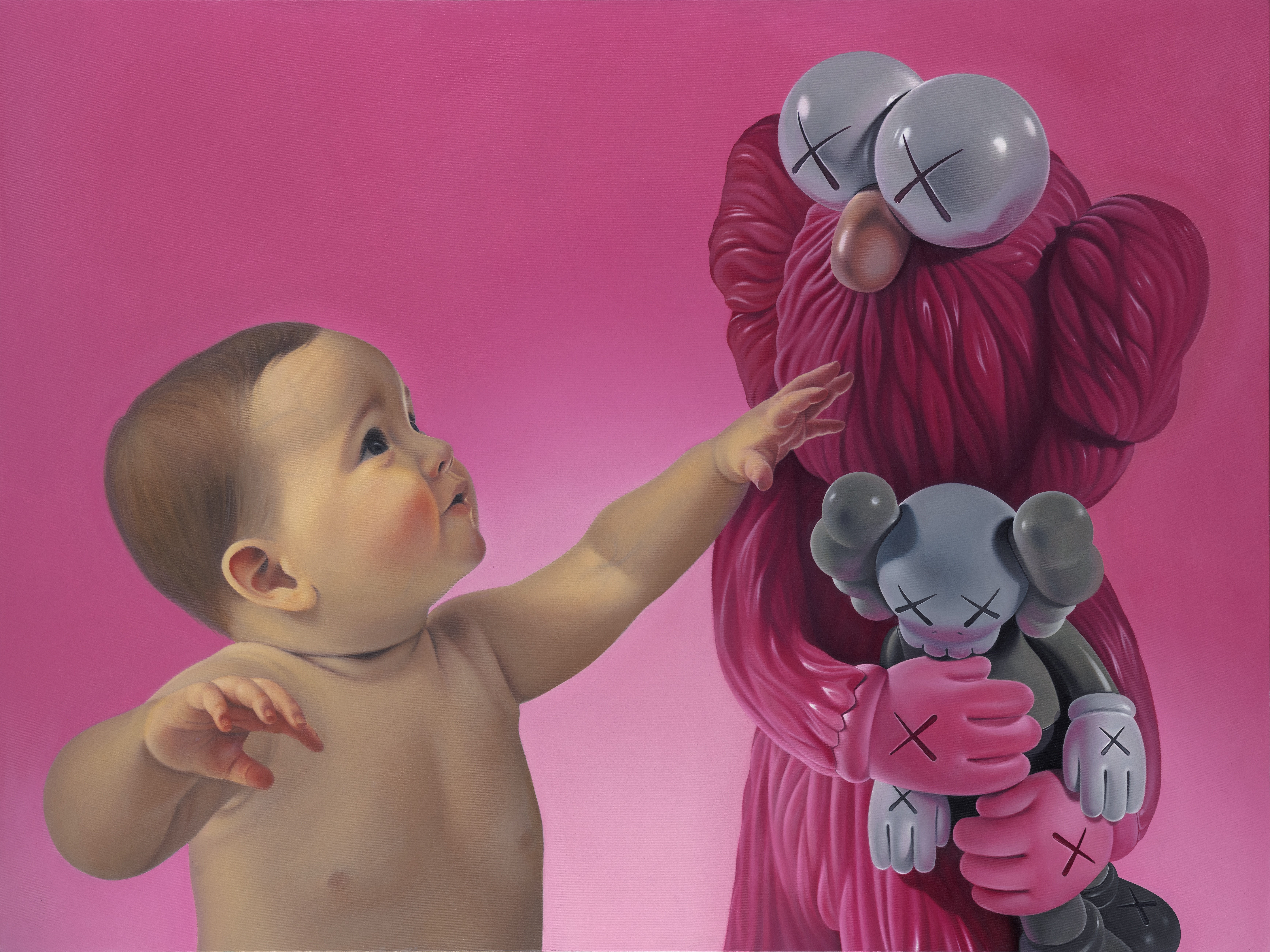 OBOŽAVANJE RUŽIČASTOG IDOLA, ulje na platnu