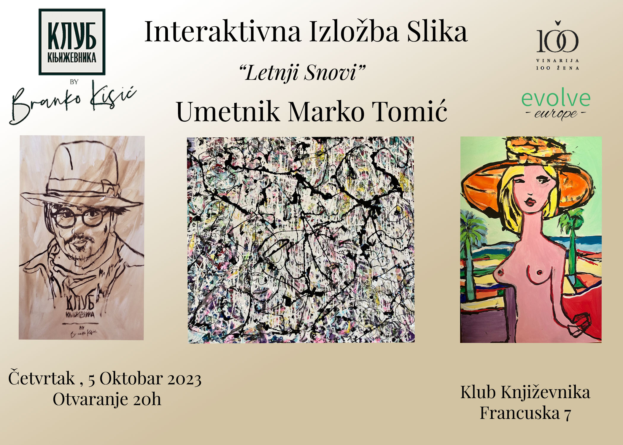 Otvaranje izložbe Letnji Snovi u Klubu književnika - umetnik Marko Tomić