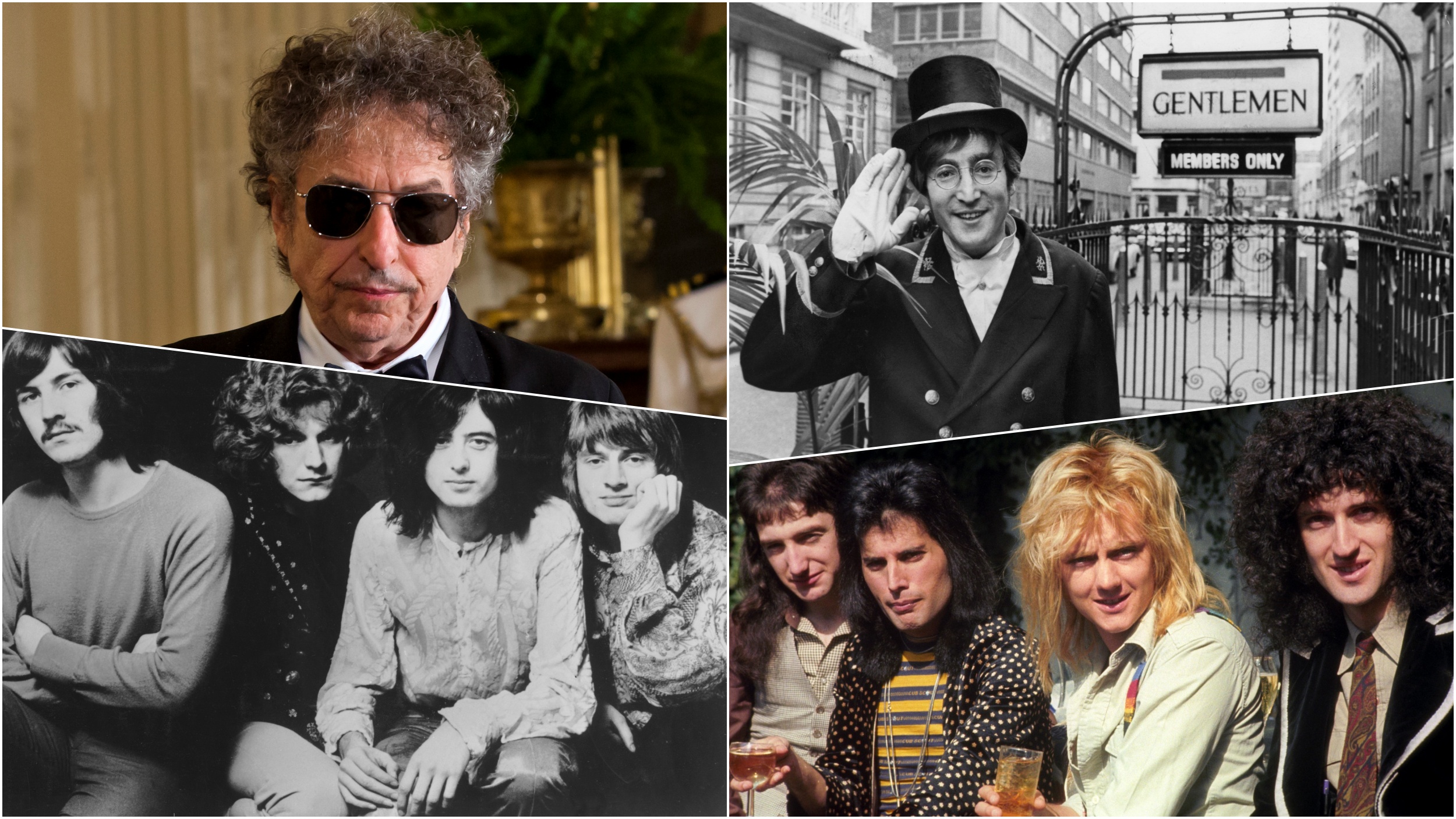 Queen  bob Dylan   John Lennon Led Zeppelin