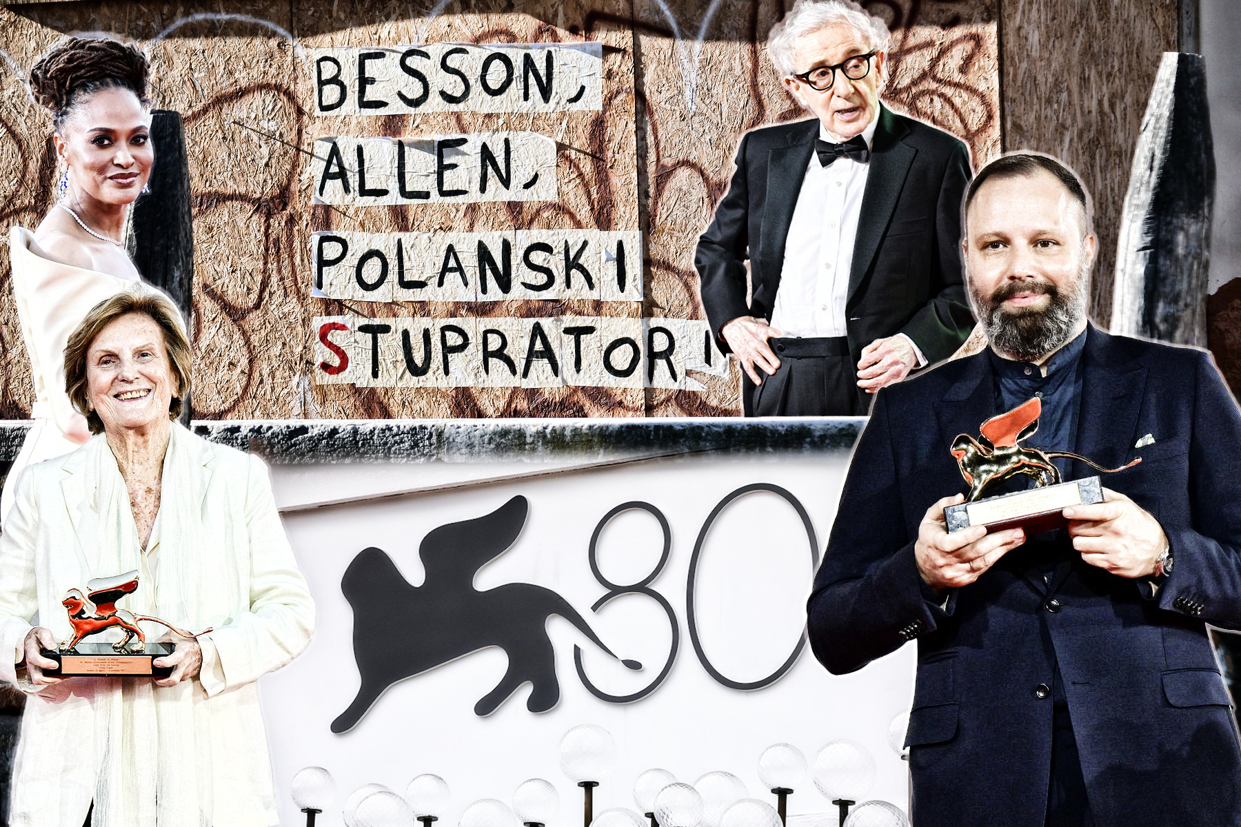 During The 80th Venice International Film Festival, A Banner Appears In The Historic City Center