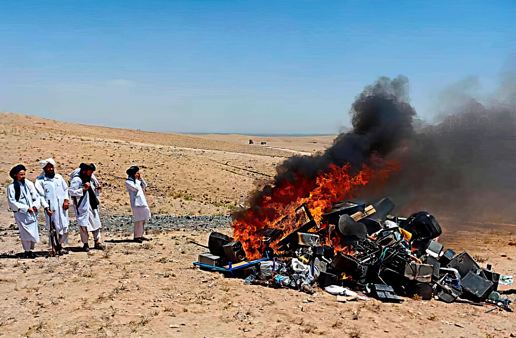 Taliban Set Confiscated Musical Instruments On Fire - Afghanistan