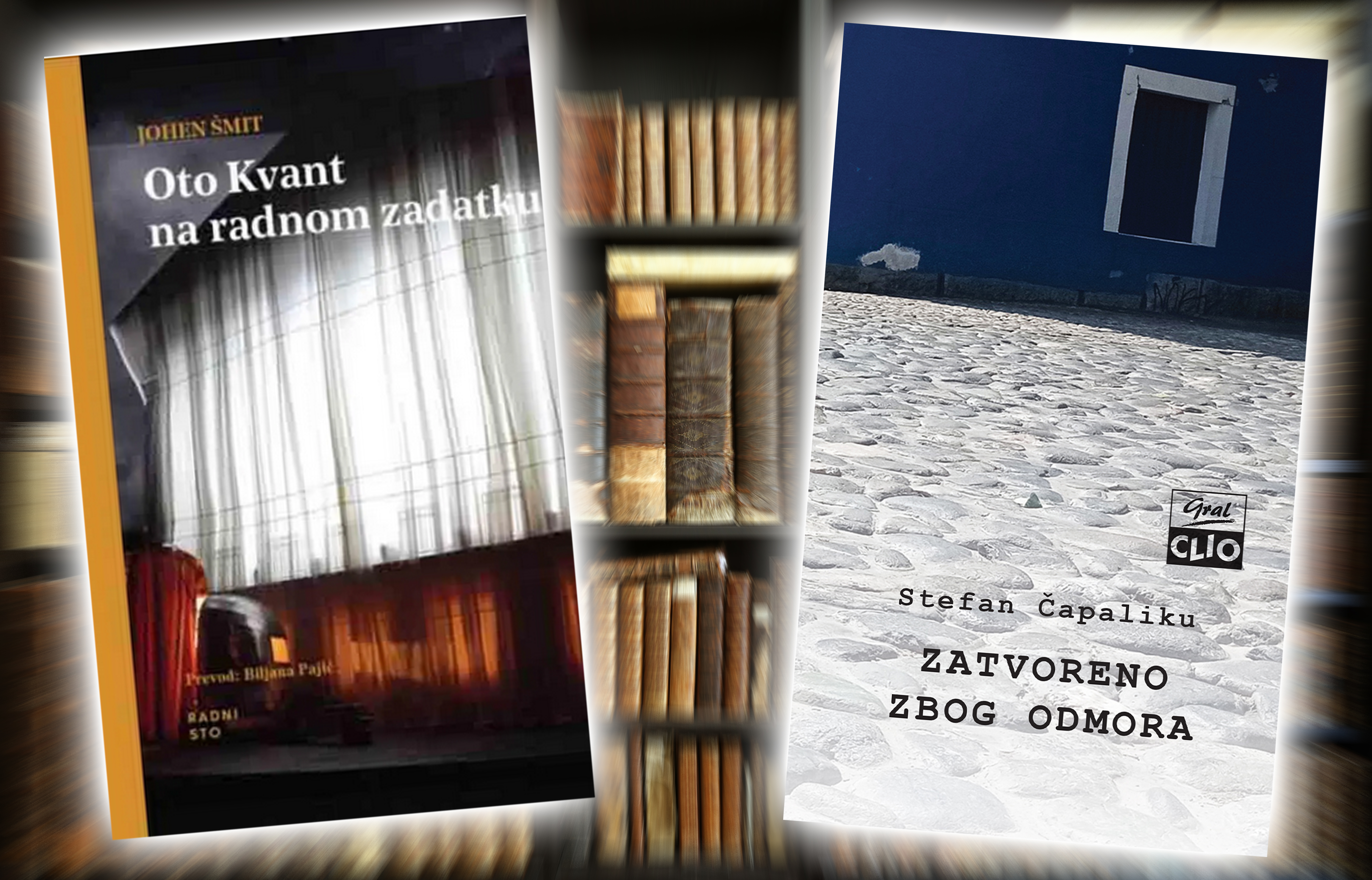 old books on wooden shelf