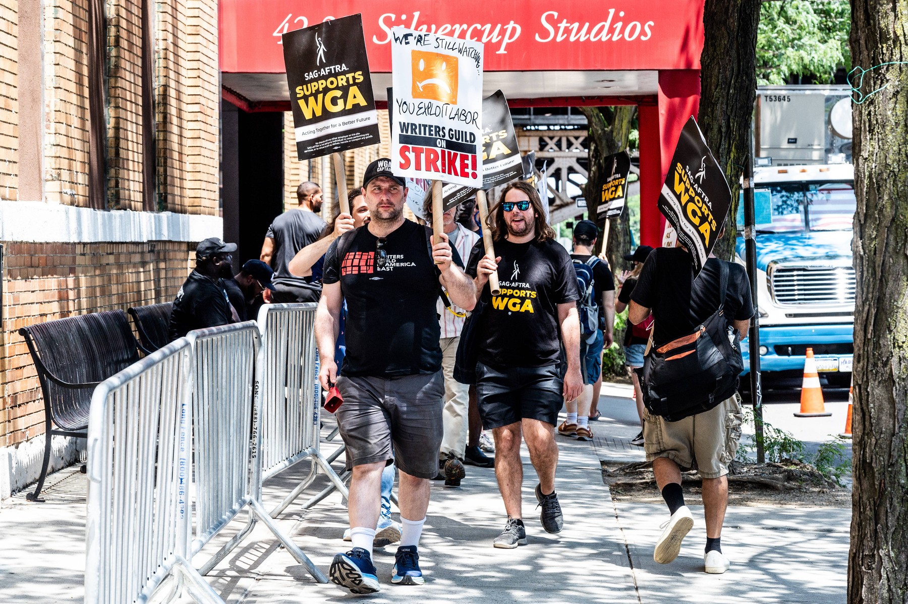 Writers Guild of America (WGA) Strike Picket at NYC Silvercup Studios - 05 Jul 2023