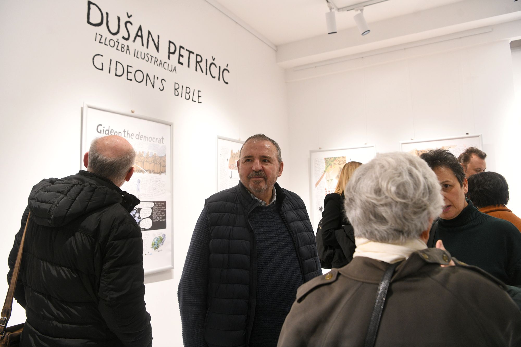 Beograd 10.04.2023. Izložba radova Dušana Petričića u Grafičkom kolektivu. Dušan Petričić, izložba, karikature, Grafički kolektiv Foto: Filip Krainčanić/Nova.rs
