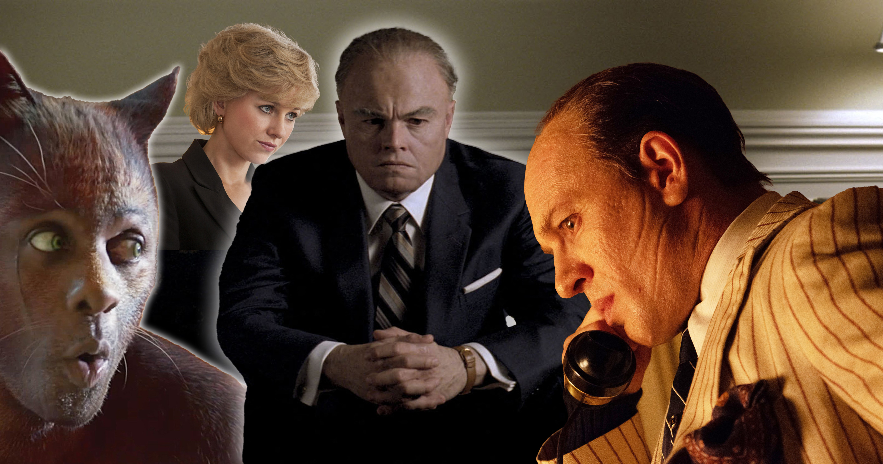 kombo glumci u ulogama - Leonardo DiCaprio – J Edgar / Idris Elba – Cats / Tom Hardy – Capone / Naomi Watts in ‘Diana'