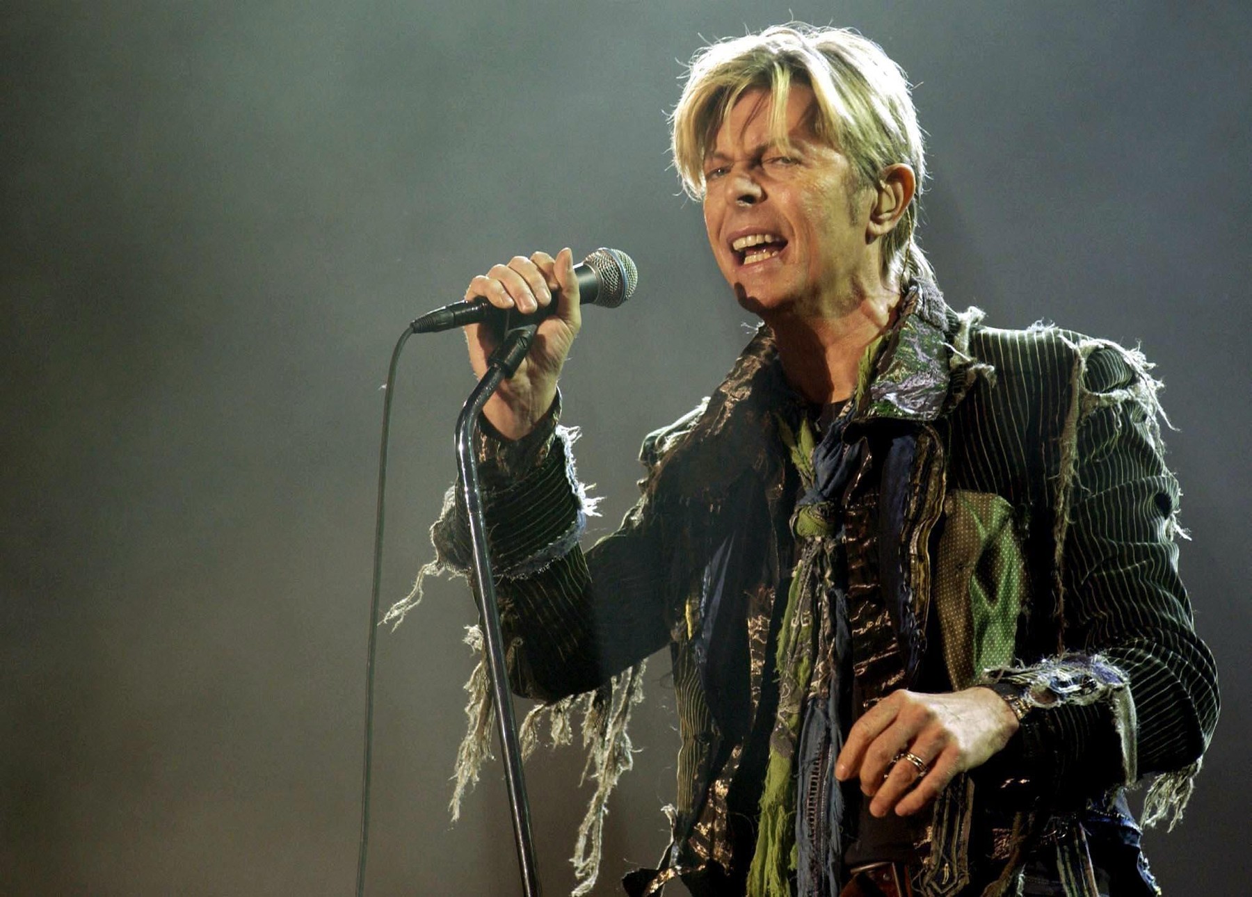 File photo dated 13/6/2004 of David Bowie performing onstage during the Isle of Wight festival, as Mr Bowie has has been named Britain's most influential artist of the last 50 years for his ability to transcend music, film and fashion.