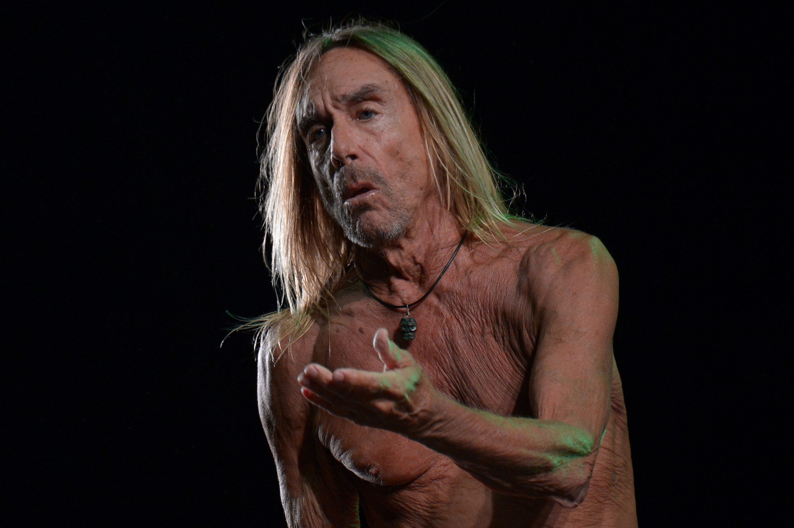 epa07728162 US singer Iggy Pop performs live during Les Vieilles Charrues Festival in Carhaix, France, 18 July 2019. The music festival runs from 18 to 21 July.  EPA-EFE/HUGO MARIE