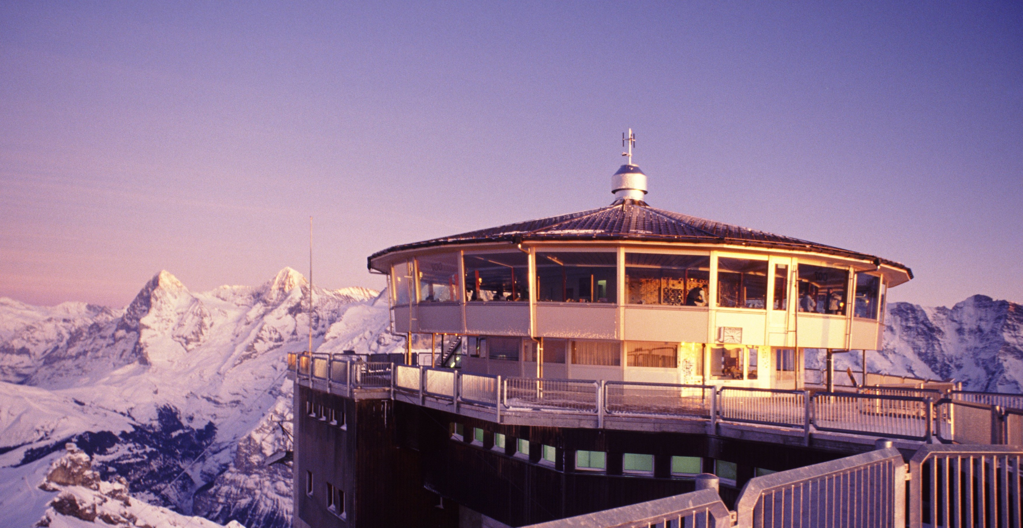 Switzerland bernese alps Schilthorn Piz Gloria Panoramic view to Eiger Moench and Jungfrau