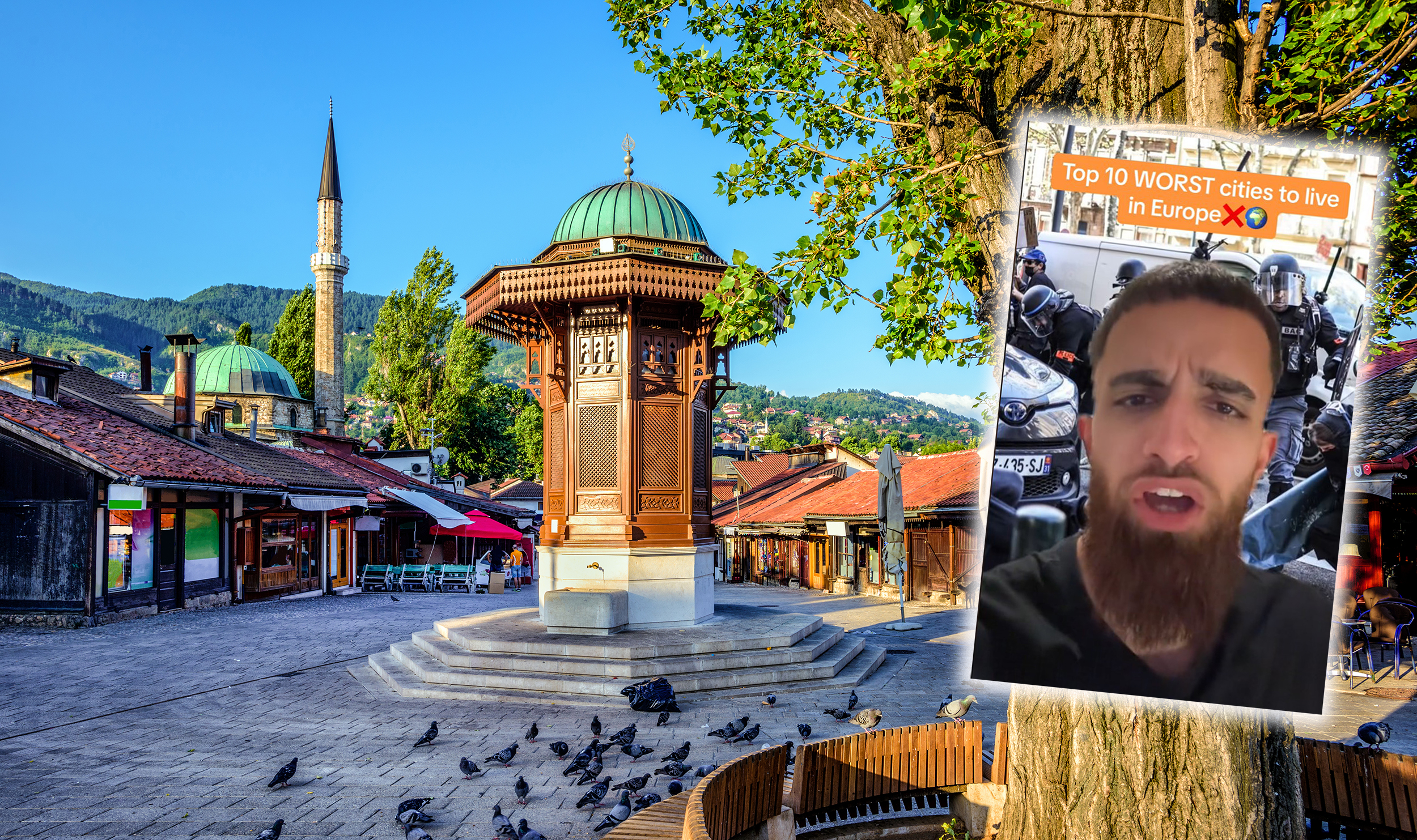 Bascarsija,Square,With,Sebilj,Wooden,Fountain,In,Old,Town,Sarajevo,