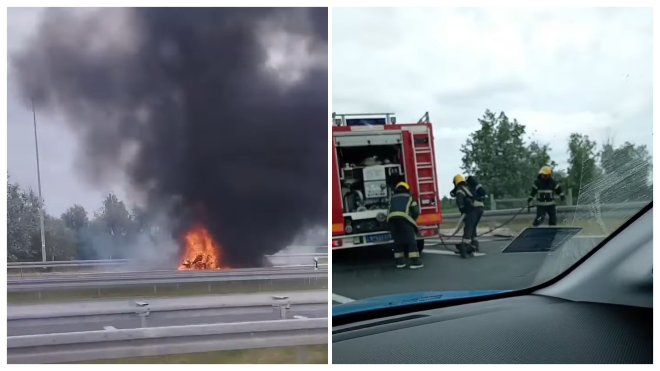 Izgoreo automobil na autoputu kod Novog Sada