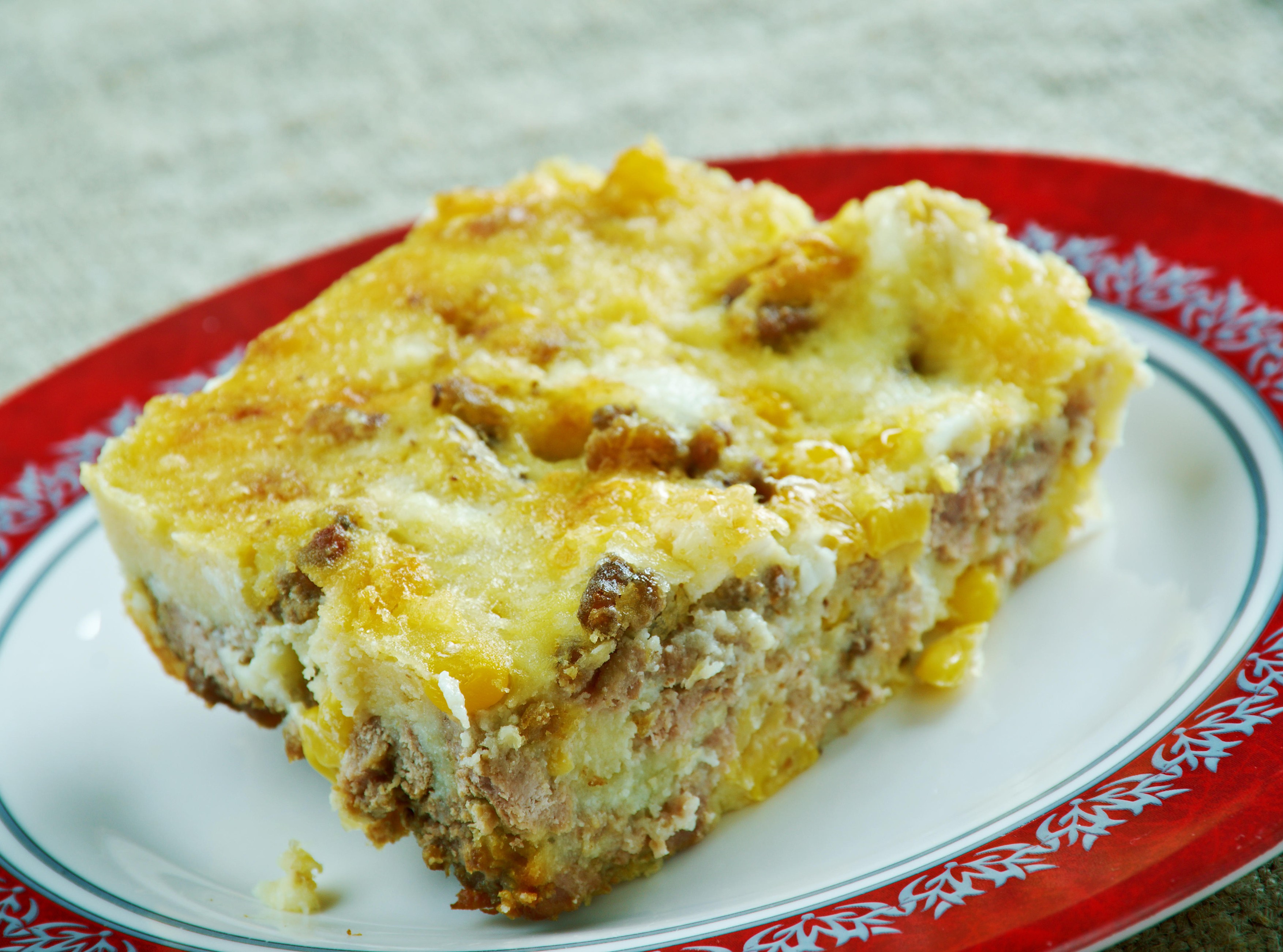 Tamale pie quintessential American pot-luck casserole dishes.