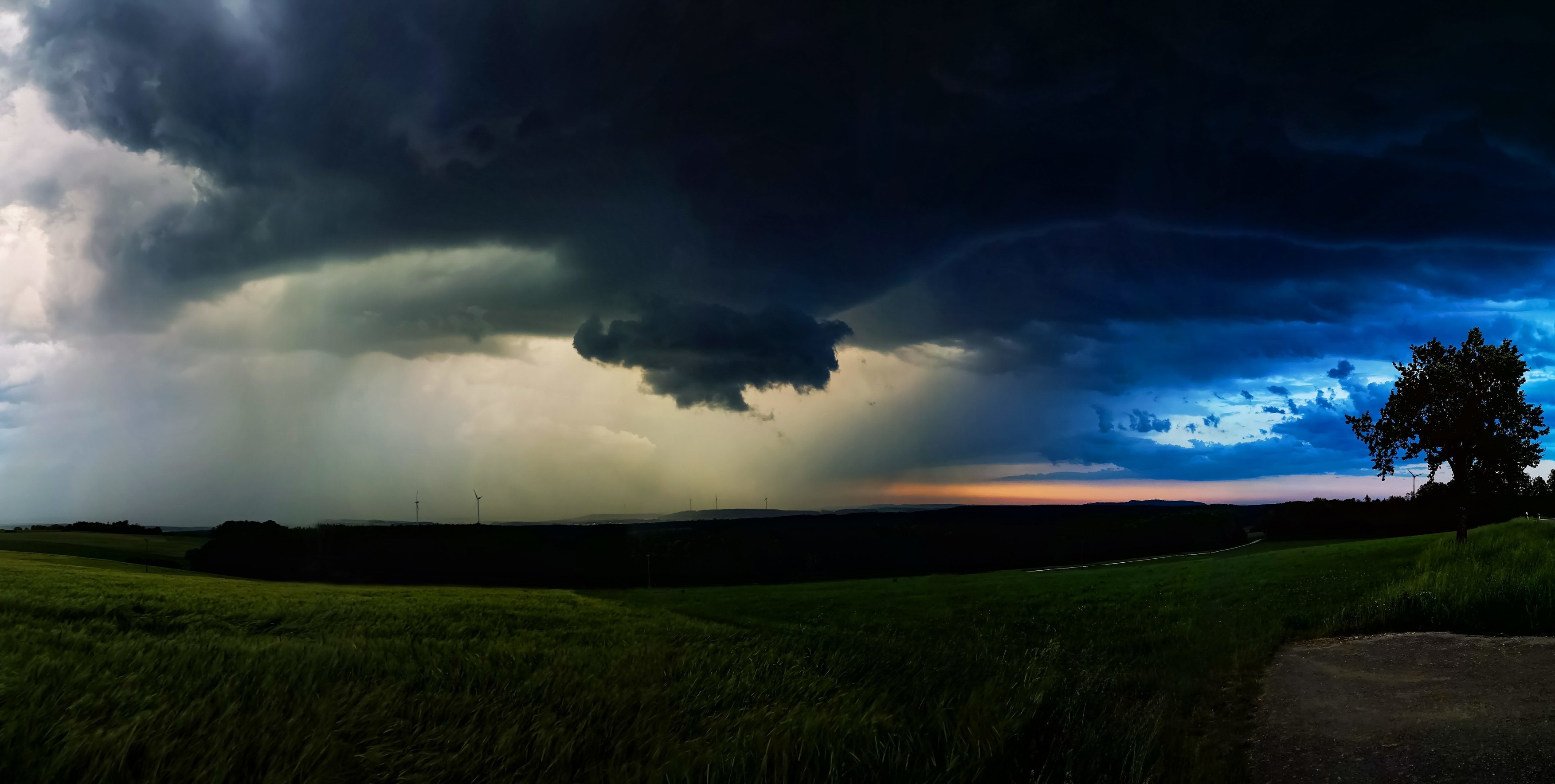 Supercell with huge and impressive clouds of Thunder storm, Bavaria, Germany