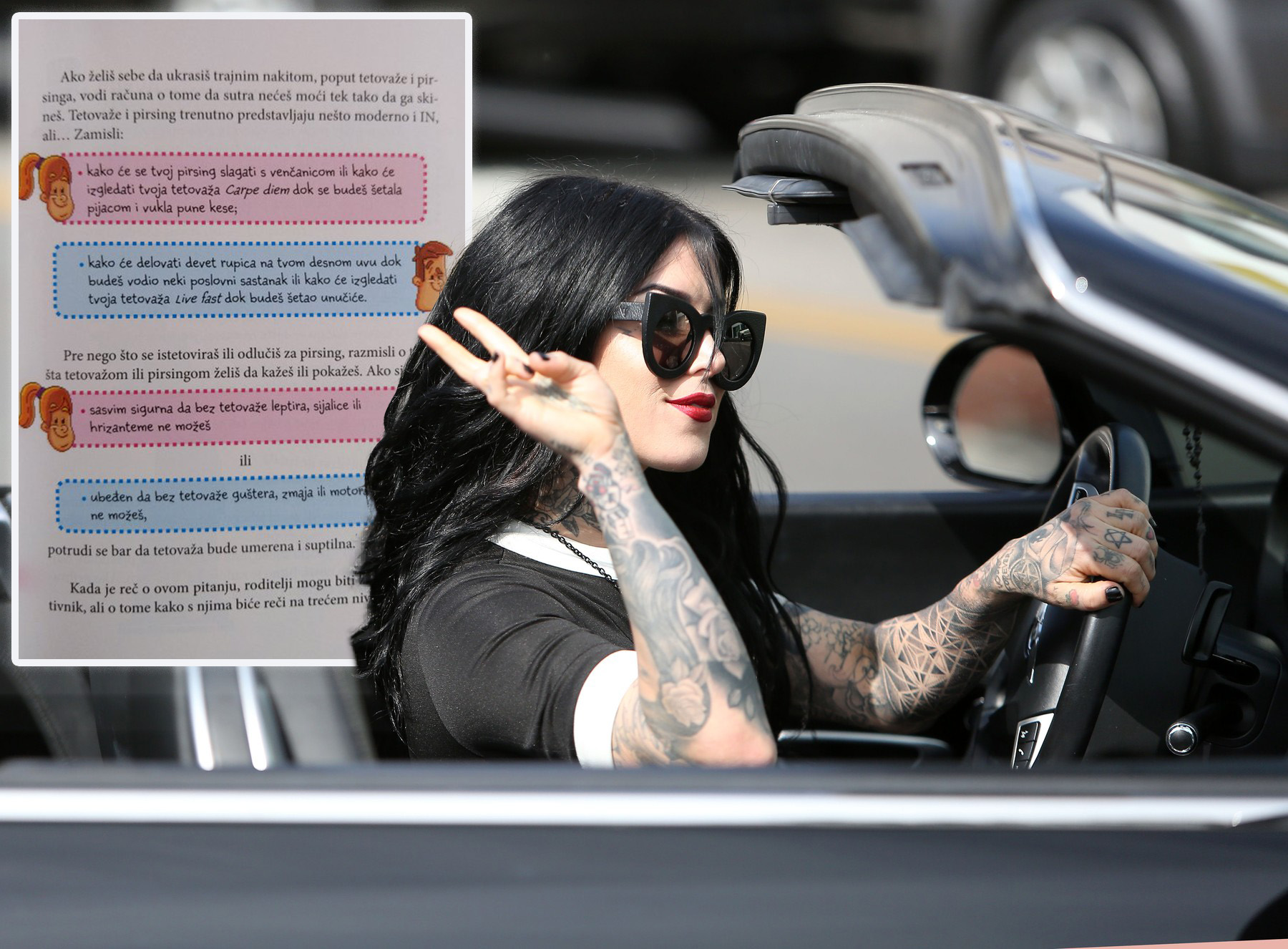 KAT VON D HAD LUNCH AT FRED SEGAL WITH A FRIEND