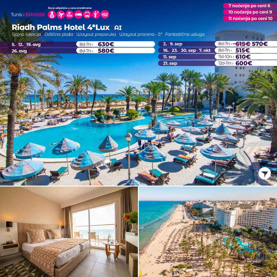 PR, Wayout, Leto 2023, Letovanje, Tunis, Hoteli Tunis