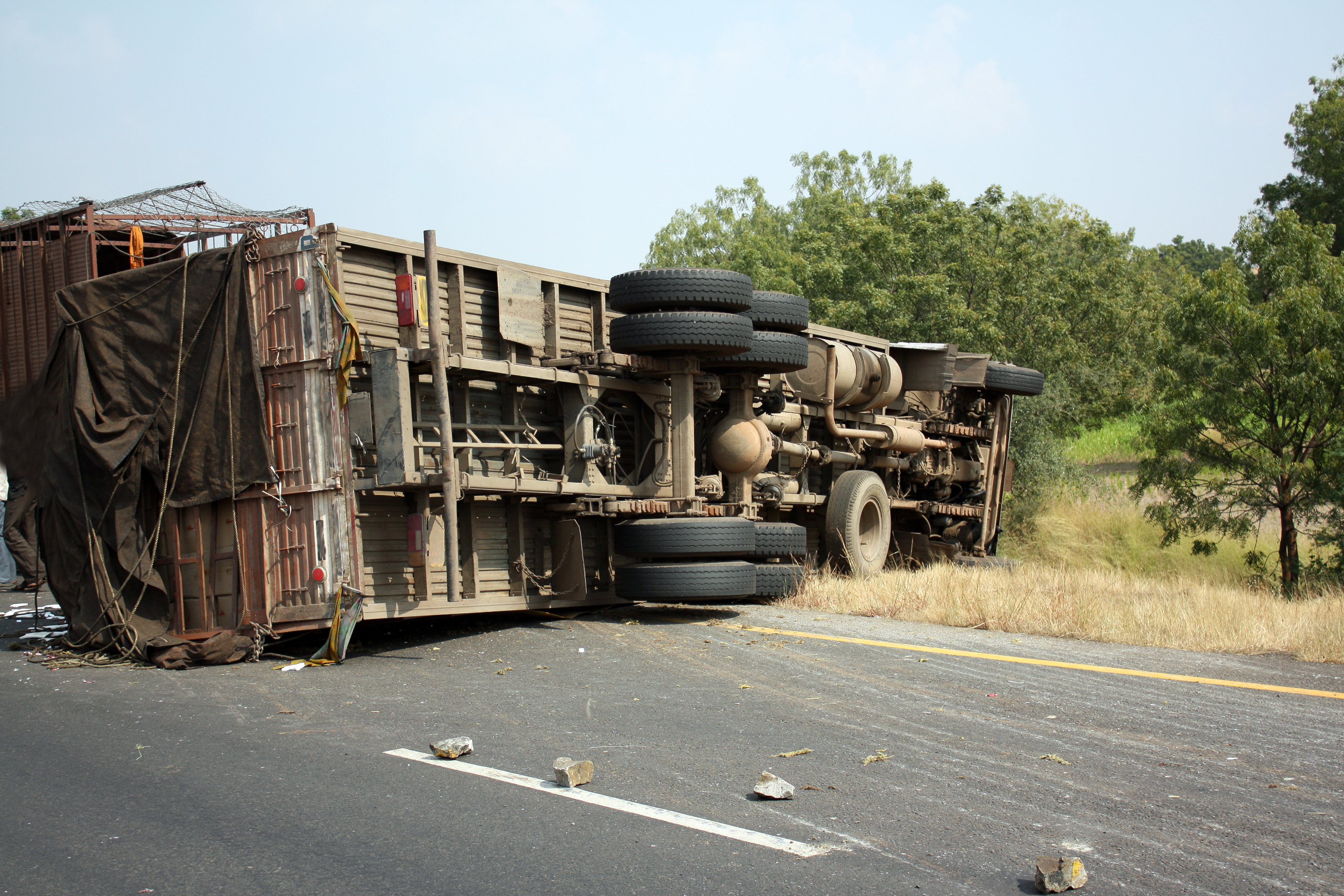 A,View,Of,An,Overturned,Truck,On,An,Highway,In