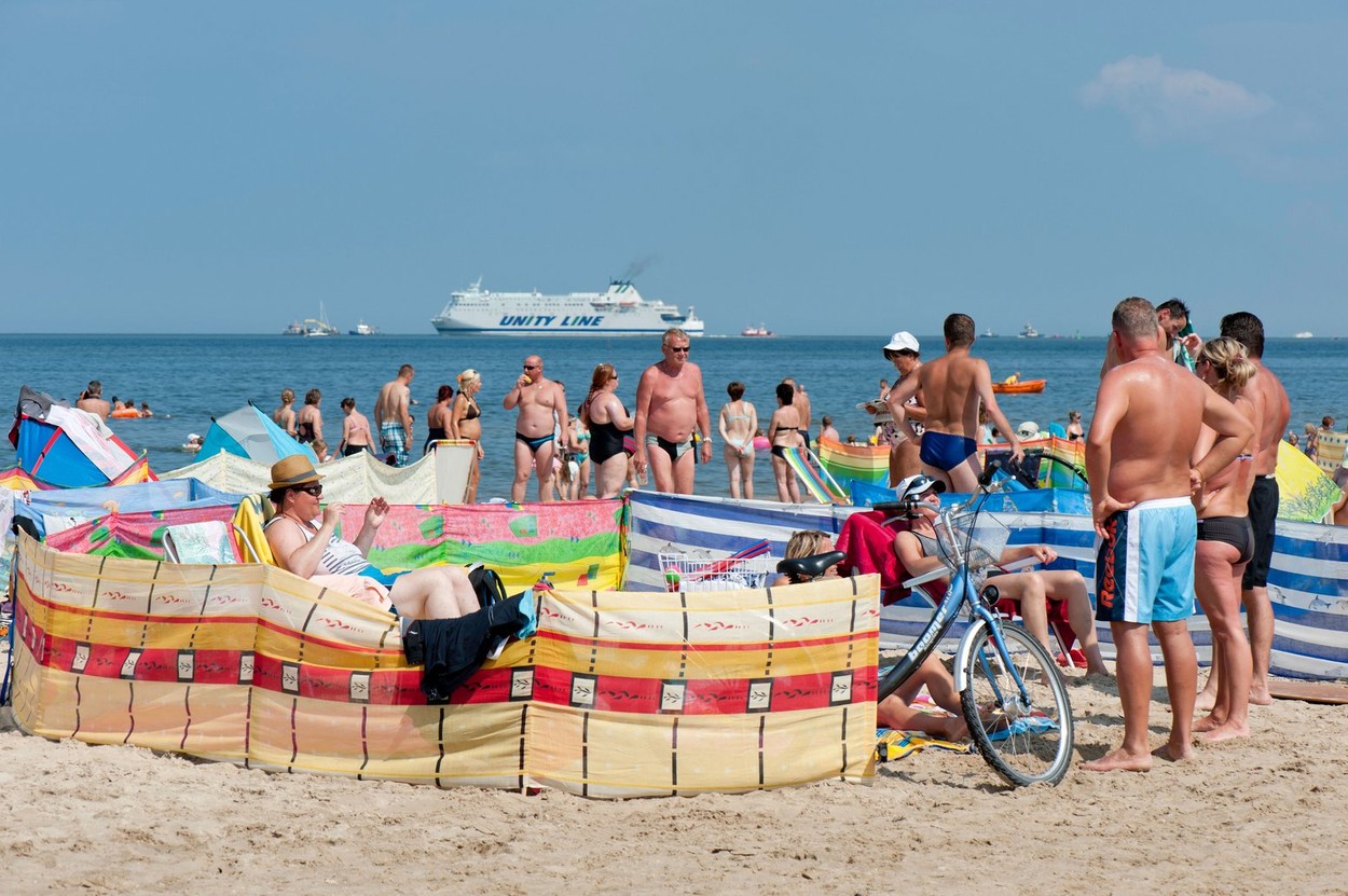 Sandy beach on Baltic Sea coast, Swinoujscie, Poland