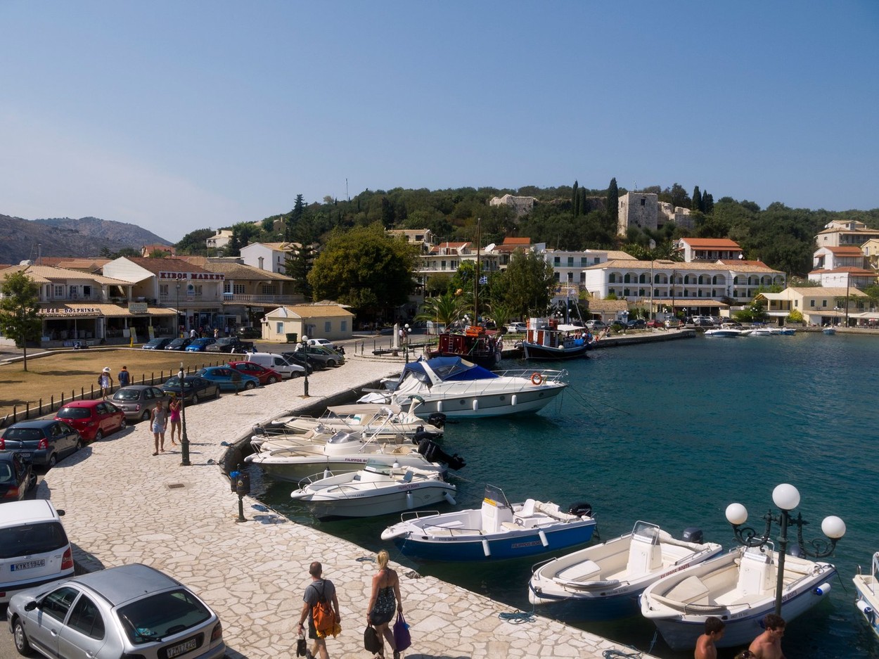 Pretty village of Kassiopi on the island of Corfu which is a Greek island in the Ionian Sea.