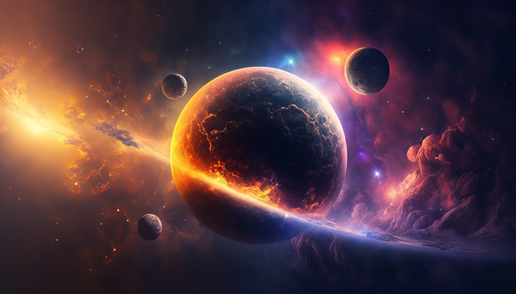 Planets and galaxy, science fiction wallpaper. Beauty of deep space. Billions of galaxies in the universe Generative AI