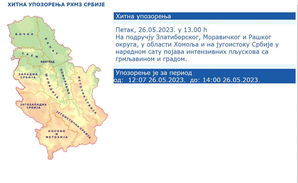 hitna upozorenja prognoza