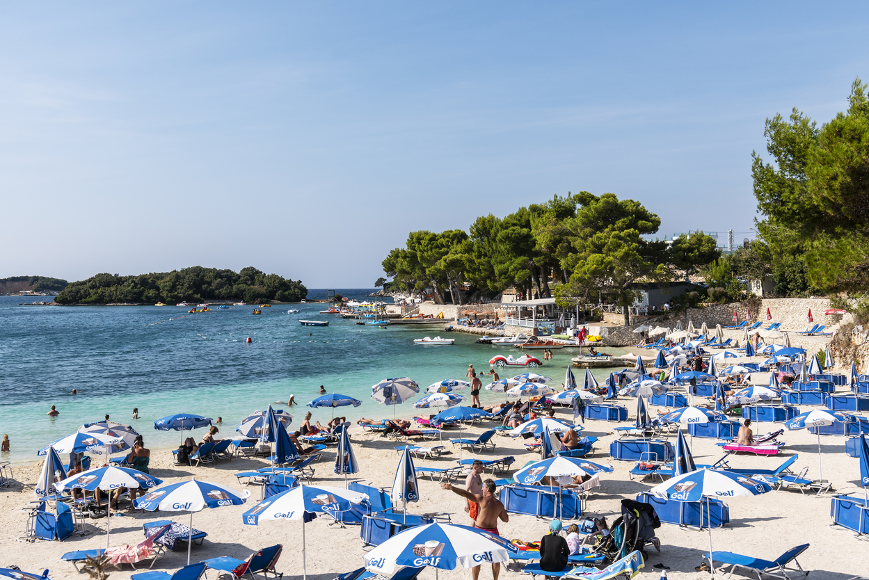 Tourists at the beach, Bay, Resort, Ksamil, Saranda, Ionian Sea, Albania,Image: 393057119, License: Rights-managed, Restrictions: , Model Release: no, Credit line: Barbara Boensch / imageBROKER / Profimedia