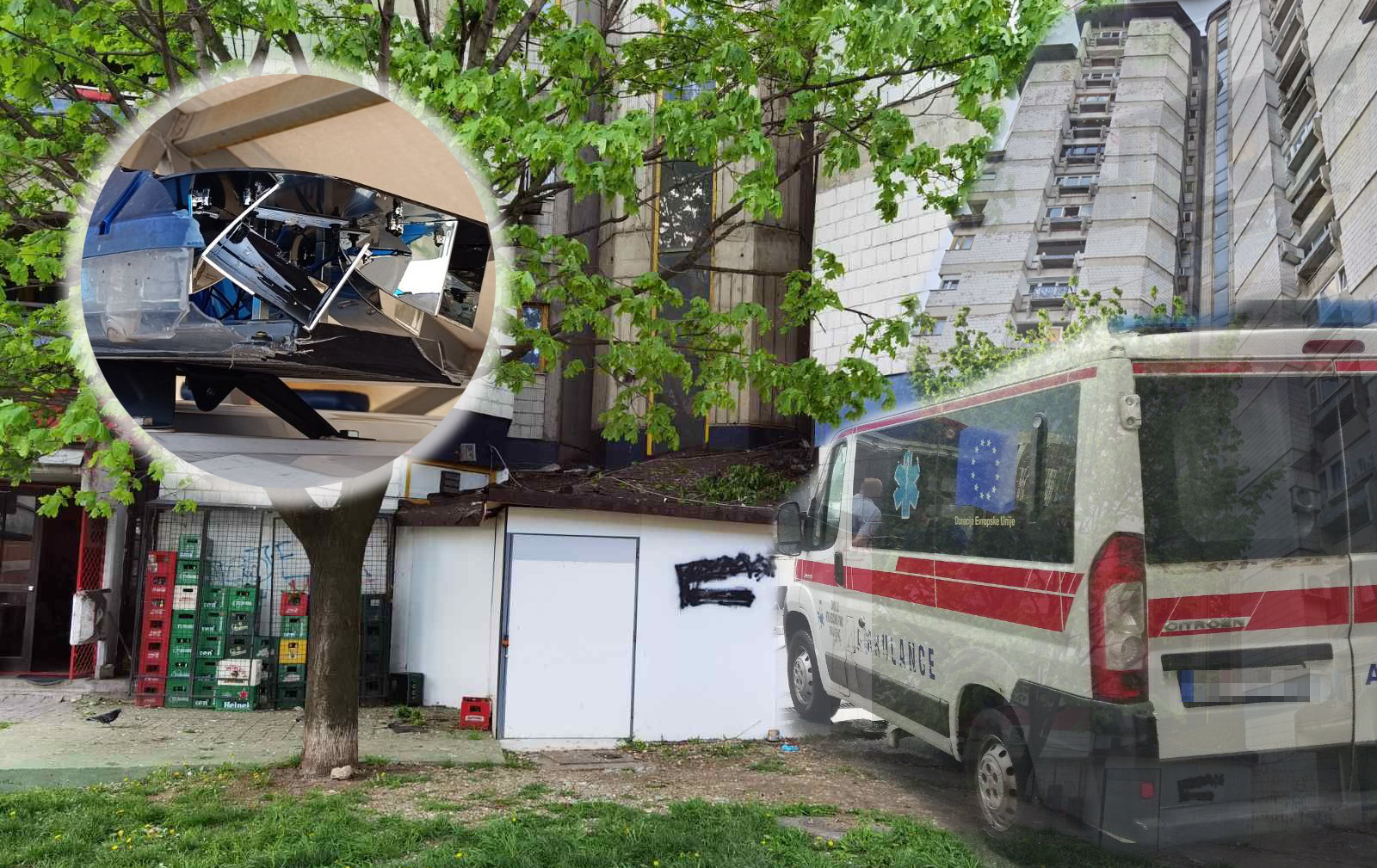 Kragujevačka hitna pomoć apeluje na bahate vozače: Danas spašavali ženu koja je pala sa 16. sprata, a prilaz im otežala nepropisno parkirana vozila, Hitna pomoc, rotacija polomljena kombo krgujevac ipsion zgrada