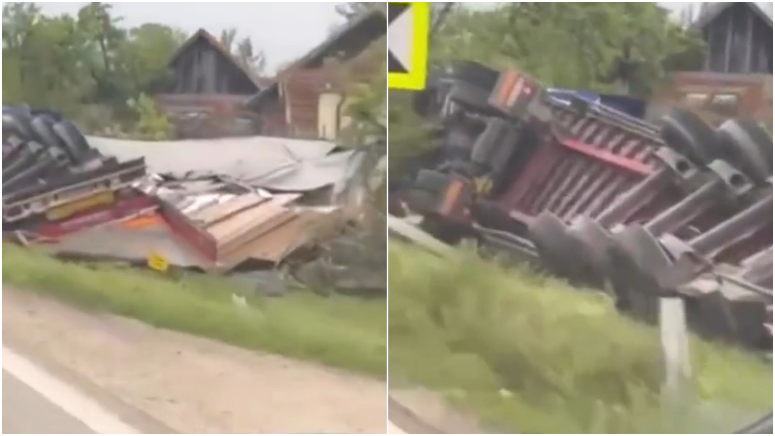 Kamion sleteo sa puta, Kragujevac Mrčajevci, nesreća, kombo Foto: Instagram/192_rs