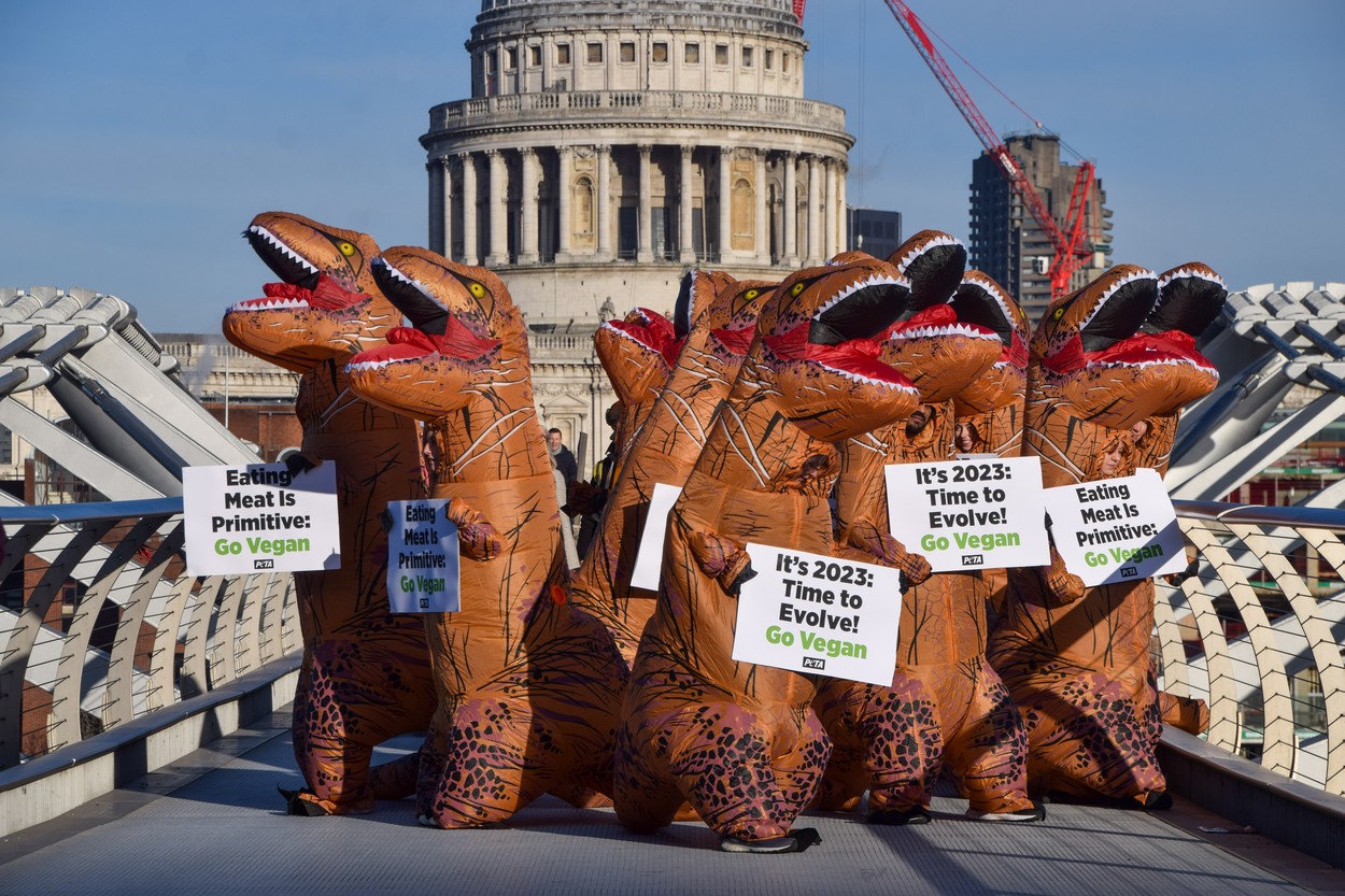 PETA activists protest in London, UK - 18 Jan 2023