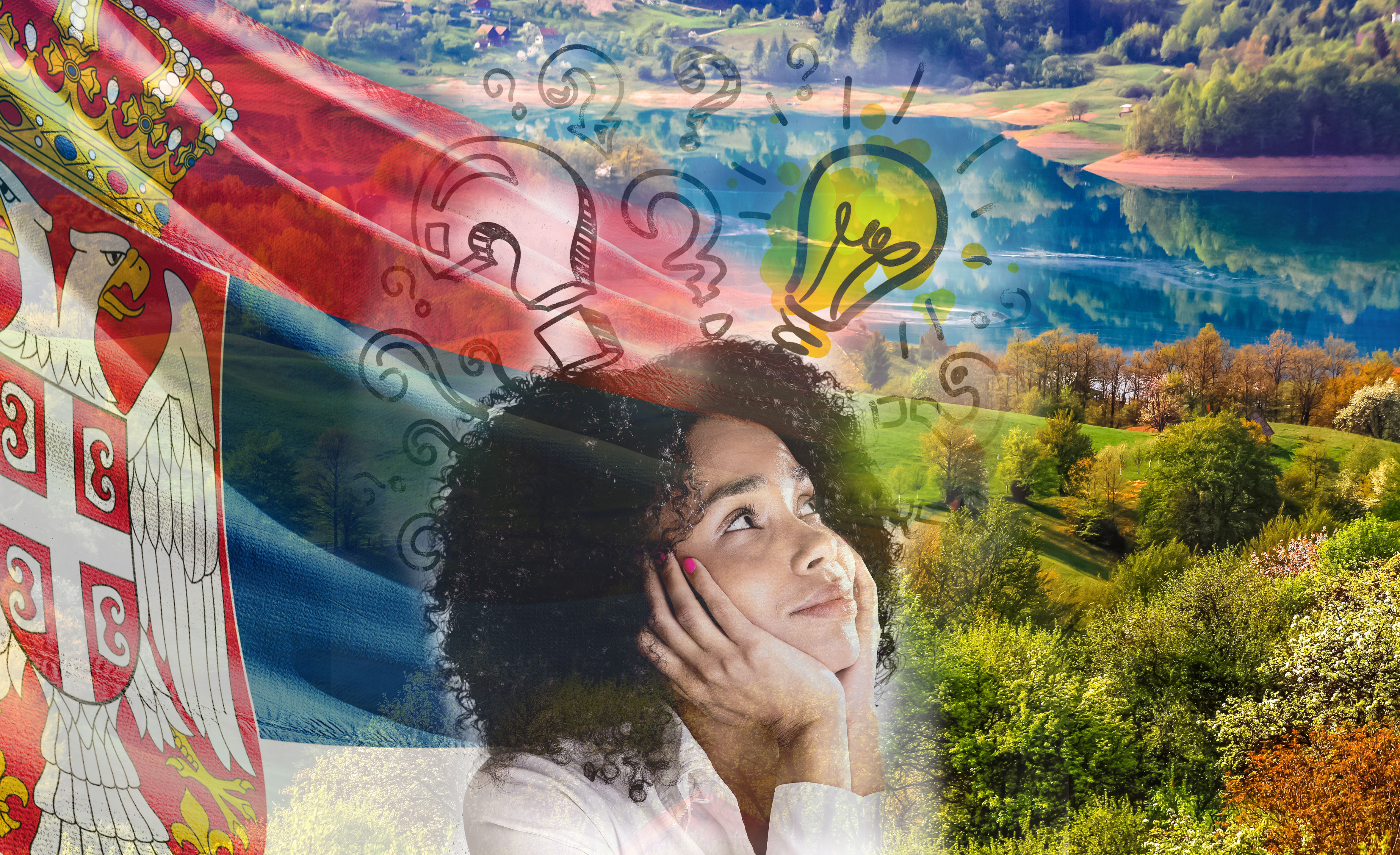 sta amerikanci pitaju o srbiji Landscape view on mountains, hills ,lake and meadow in village in Tara national park in Serbia