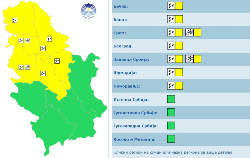 Meteoalarm, vremenska prognoza, vreme, temperatura, najava, najave Foto: hidmet.gov.rs