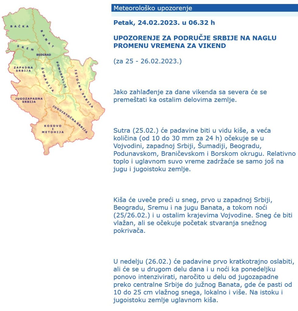 Meteoalarm, vremenska prognoza, vreme, temperatura, najava, najave Foto: hidmet.gov.rs