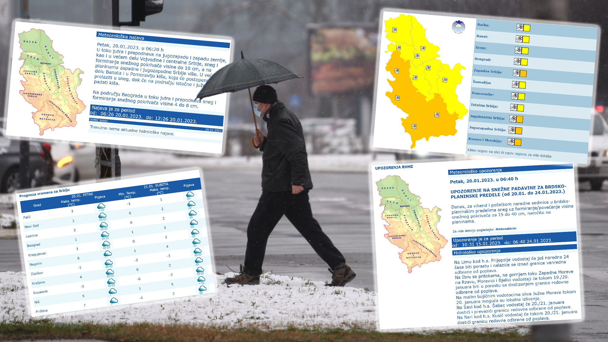 Sneg, vremenska prognoza, RHMZ, zima, upozorenja i najave, kombo Foto: Filip Krainčanić/Nova.rs/hidmet.gov.rs