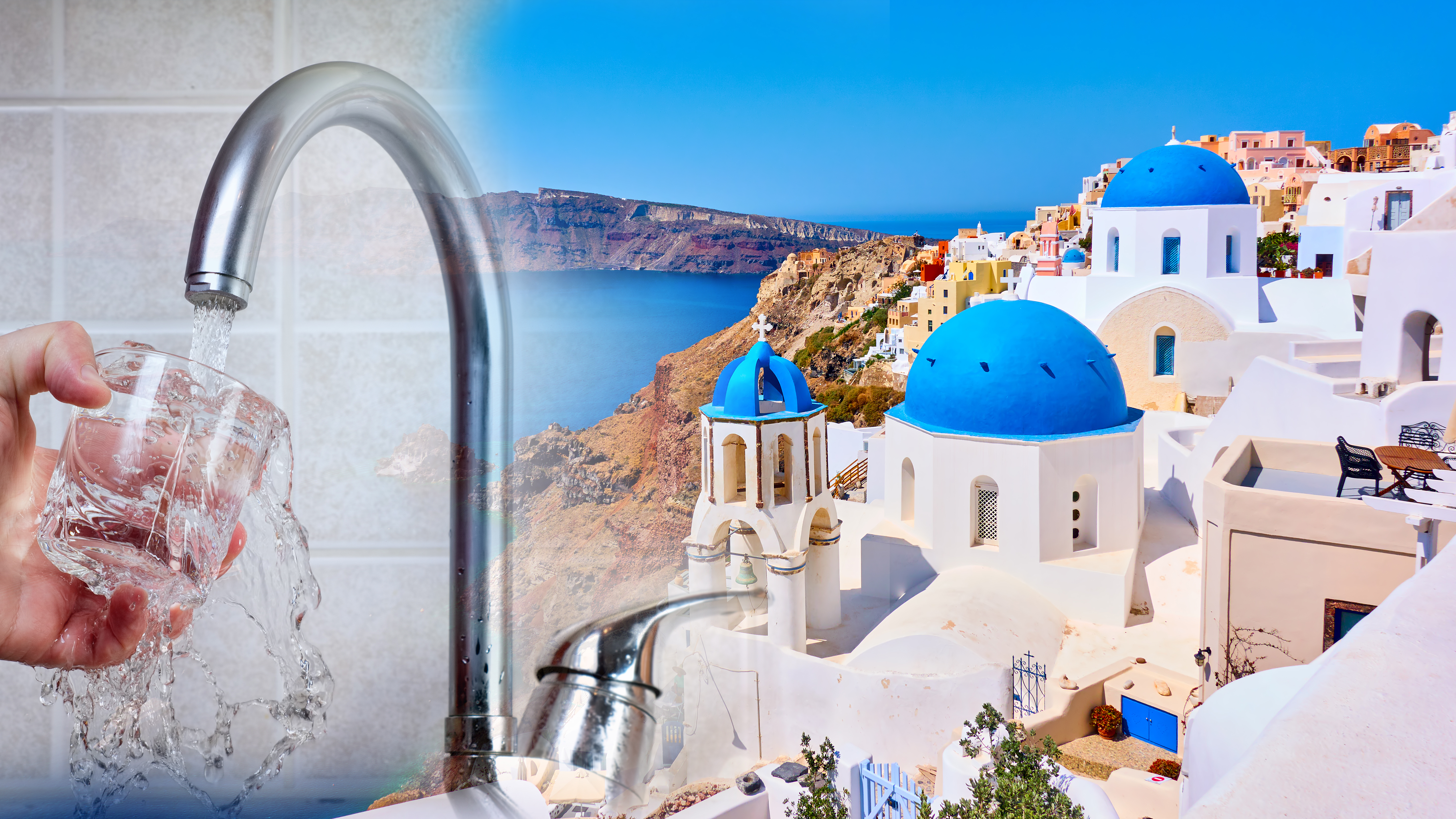 View of Oia town in Santorini island in Greece -- Greek landscape