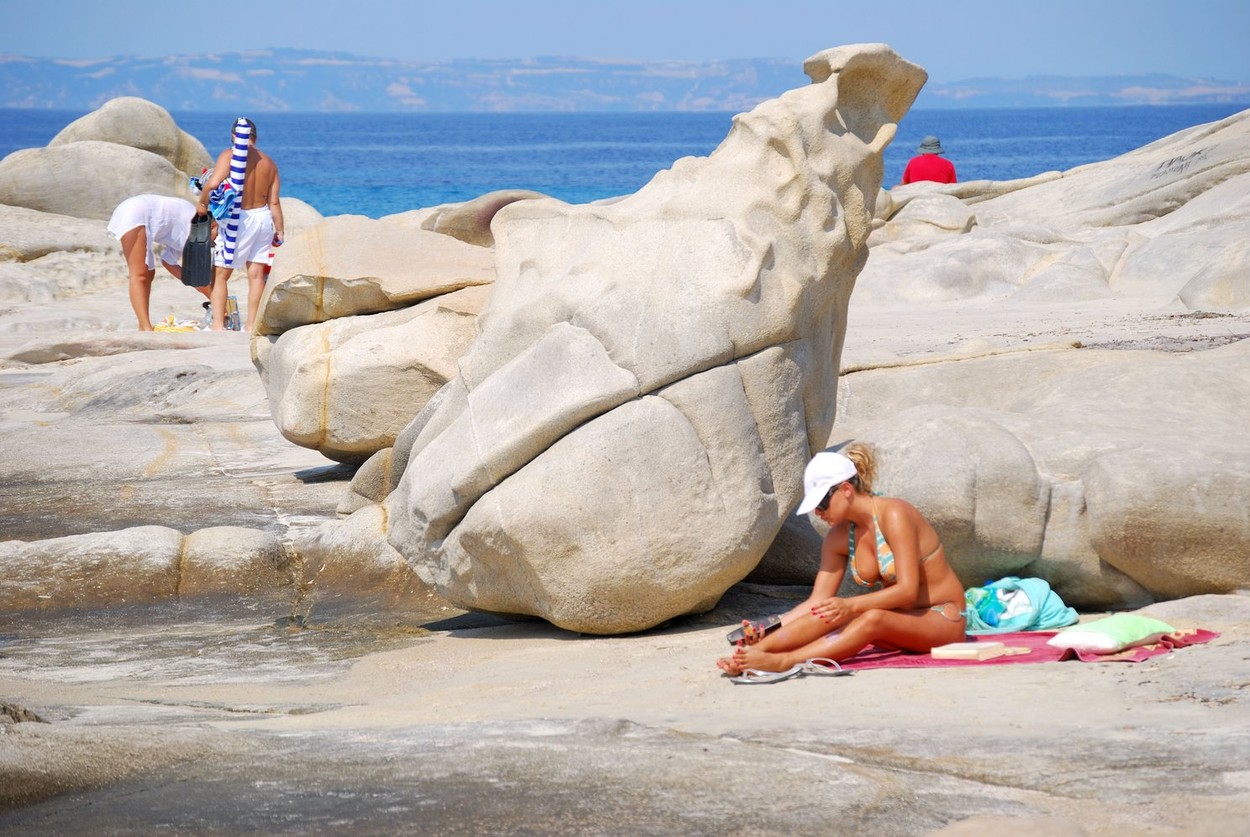 Rock formations, Kariti beach, Vourvourou, Sithonia Peninsula, Chalkidiki, Central Macedonia, Greece