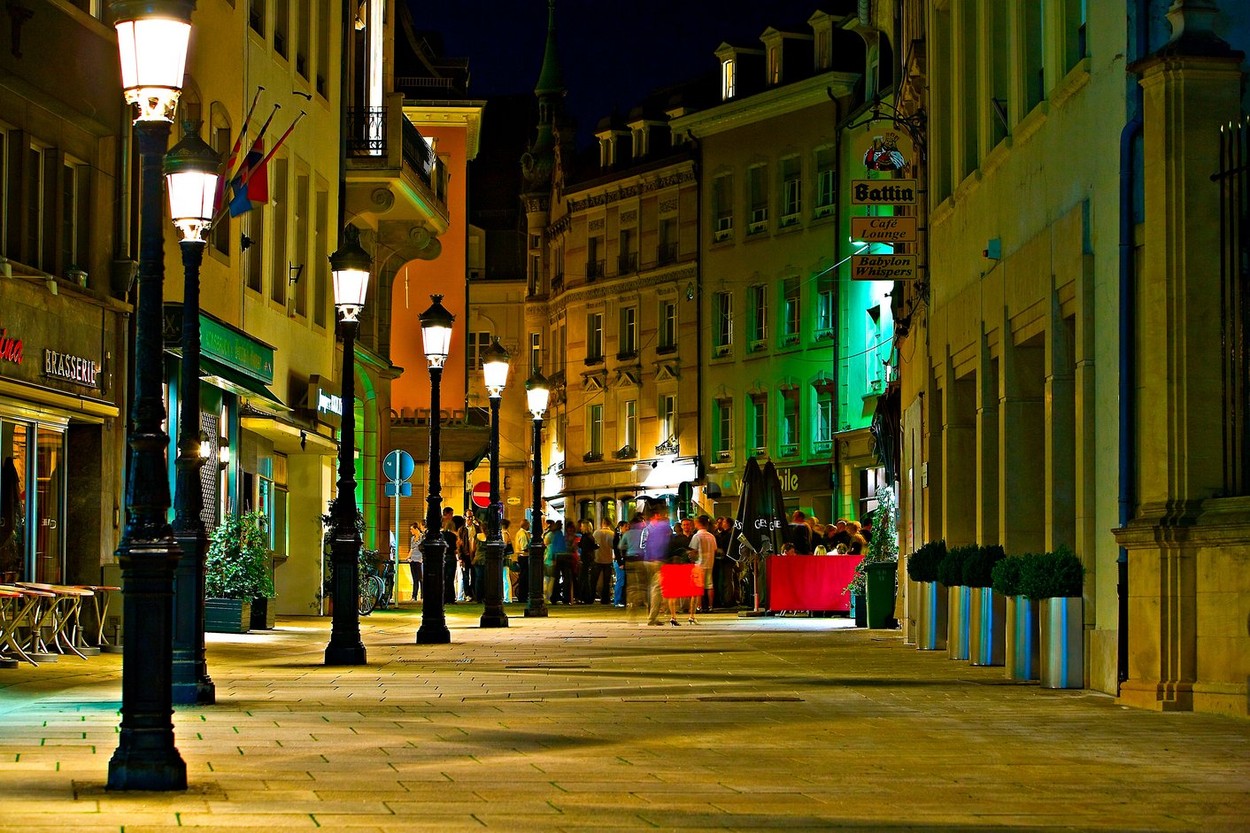 Night capture of a street in Luxemburg, Europe