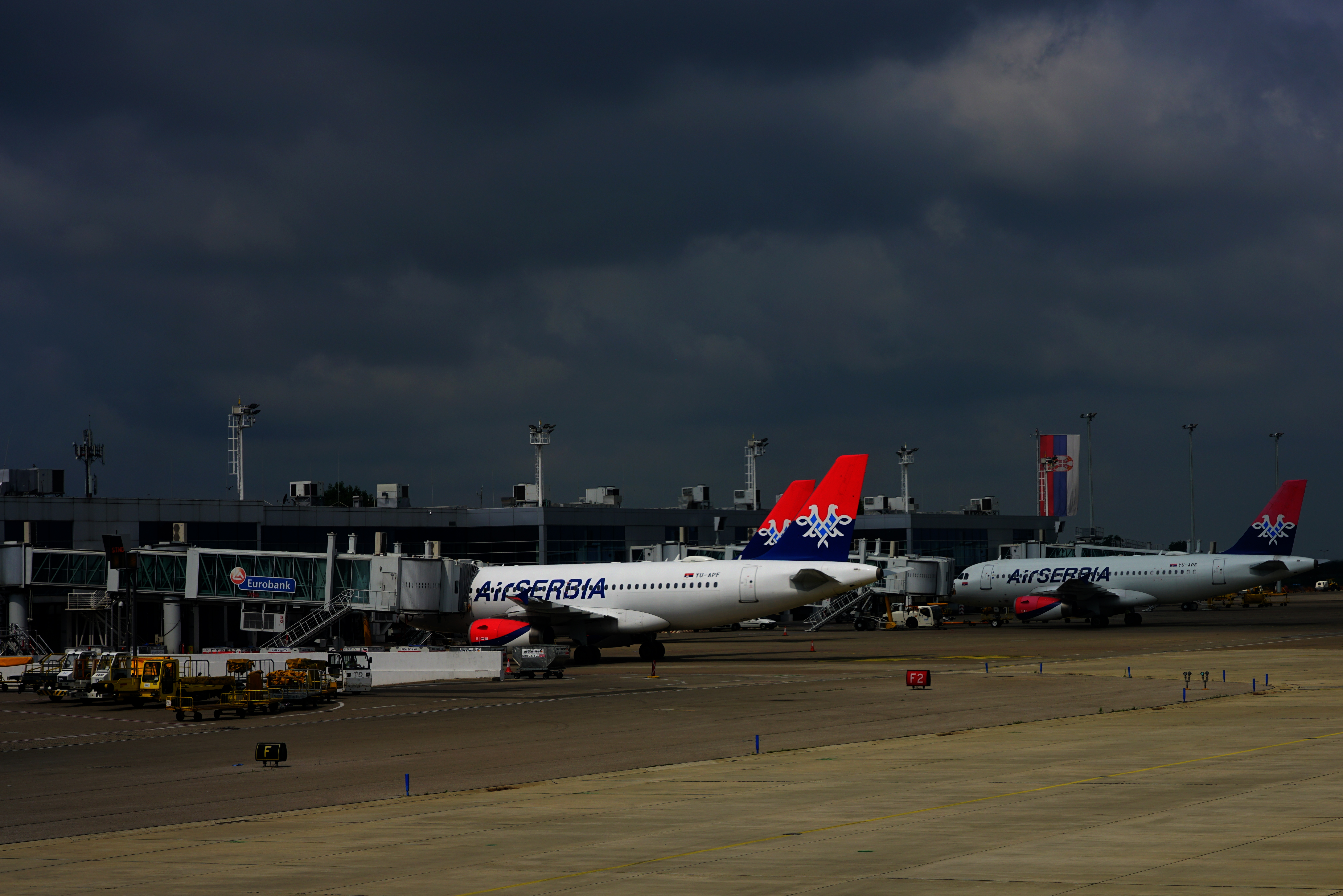 aerodrom Nikola Tesla Belgrade,,Serbia,-17,Jun,2019-,View,Of,Airplanes,From,Air
