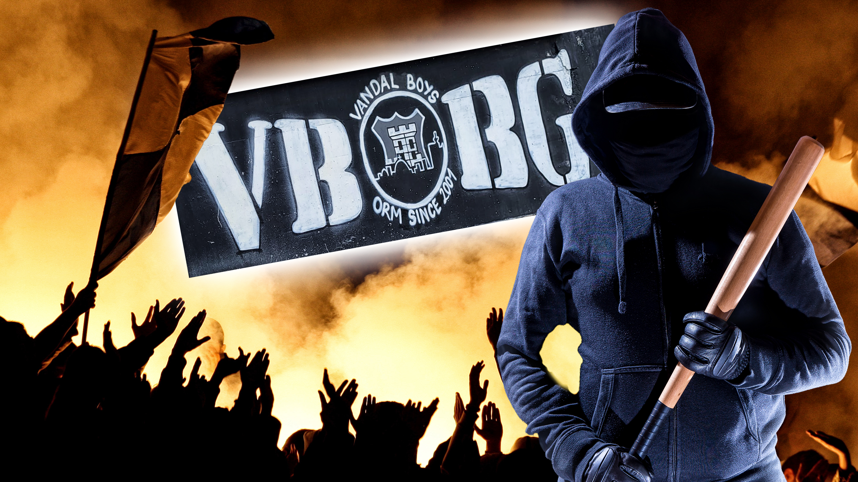 Football,Hooligans,With,Torches,On,Stadium,,Fans