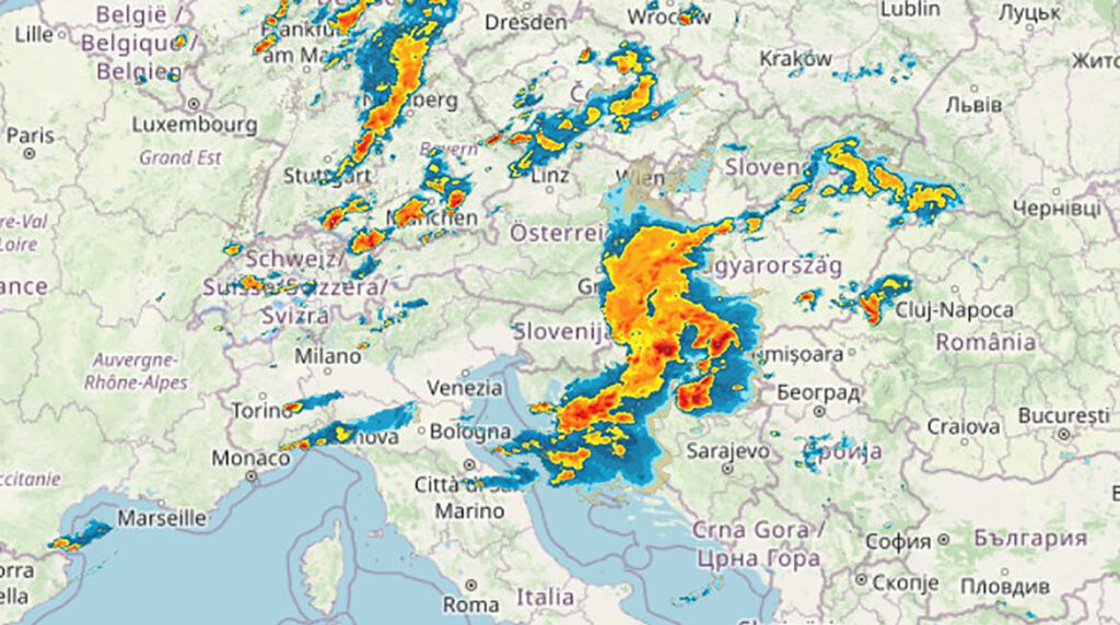 Nevreme, mapa, grafikon Foto: Printscreen/rainradar.net
