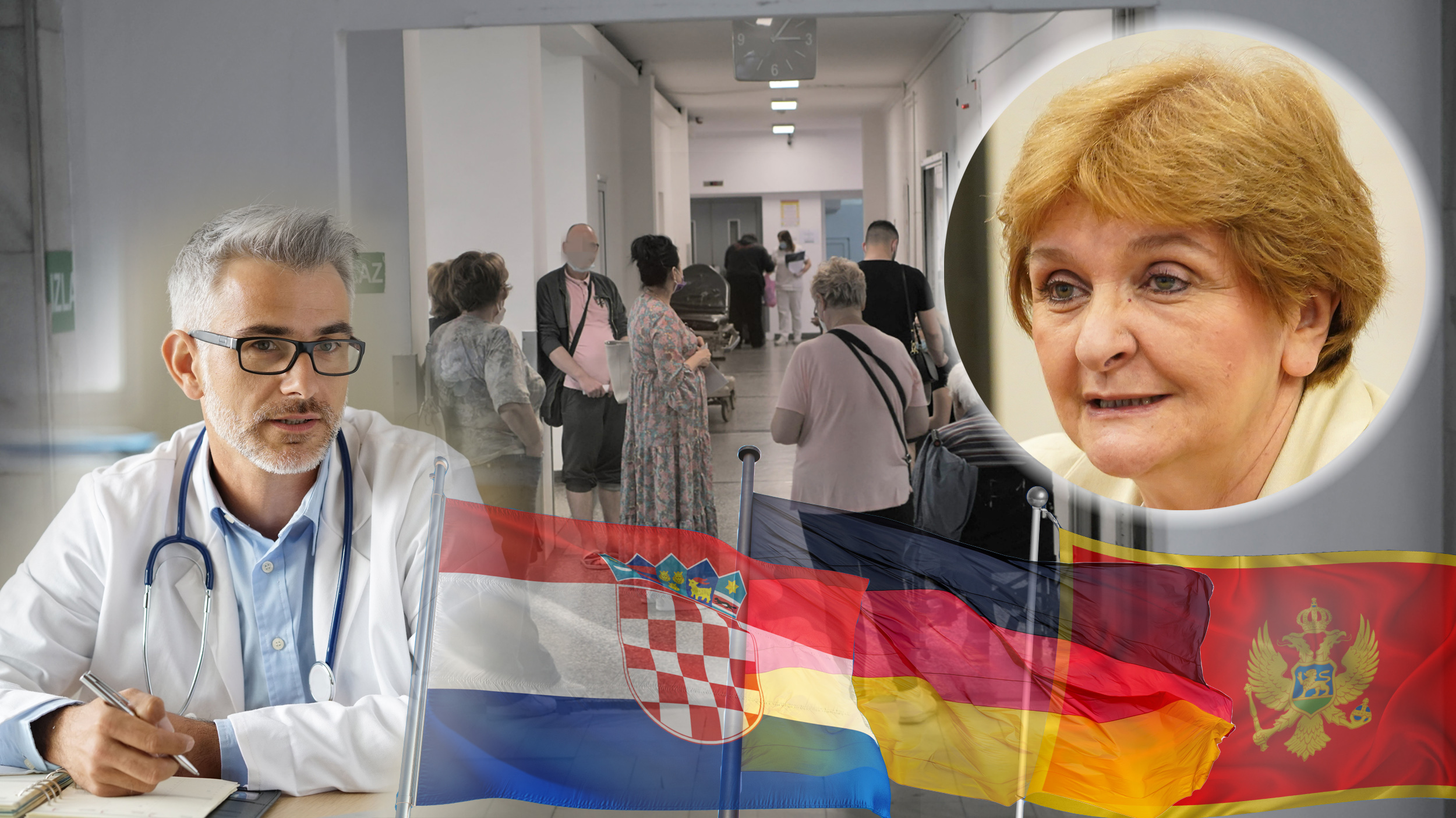 Čekaonica, lekar, doktor, bolovanje, Danica Grujičić, Hrvatska, Nemačka, Crna Gora, zastava, zastave, kombo