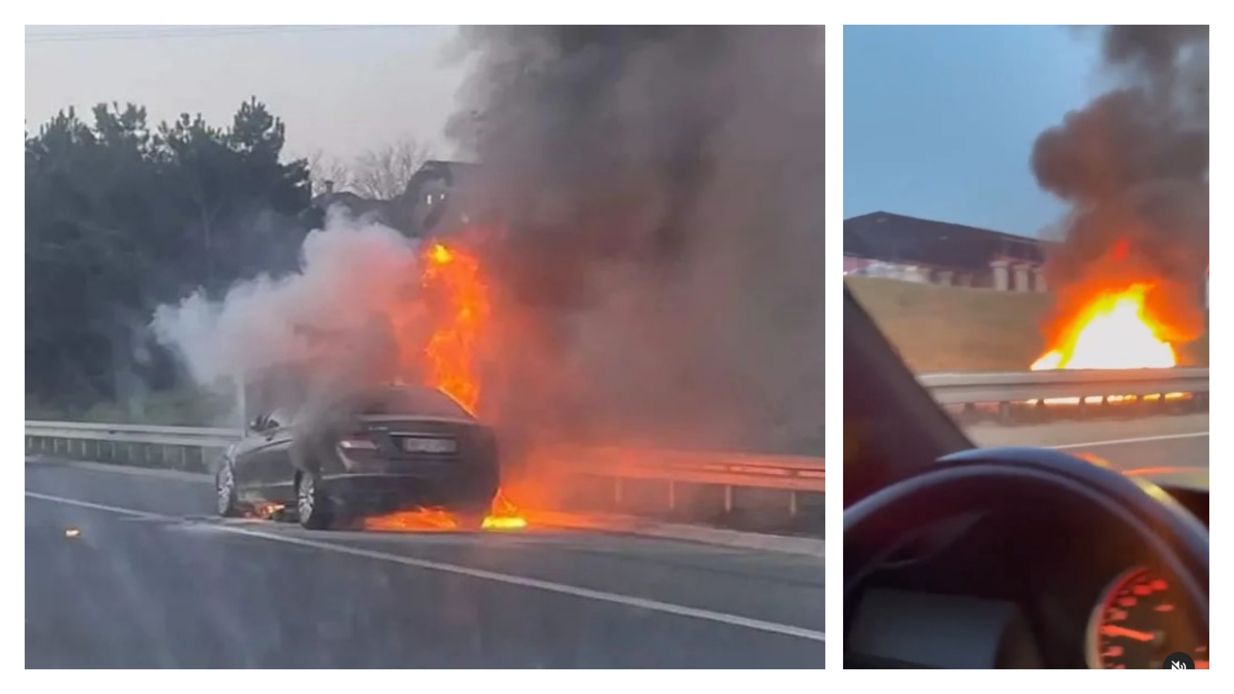 izgoreo automobil kod Laste autoput,Potpuno izgoreo automobil kod Laste, smer ka gradu