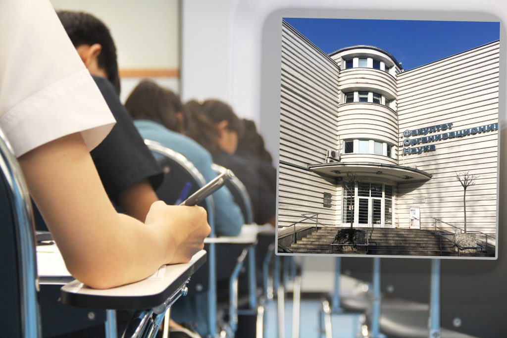 Hands university student holding pen writing /calculator doing examination / study or quiz, test from teacher or in large lecture room, students in uniform attending exam classroom educational school.