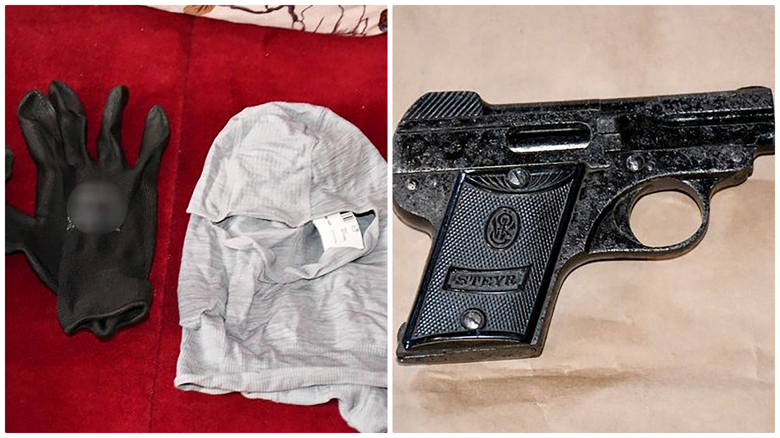 rukavice maska pistolj zaplena razbojnistvo