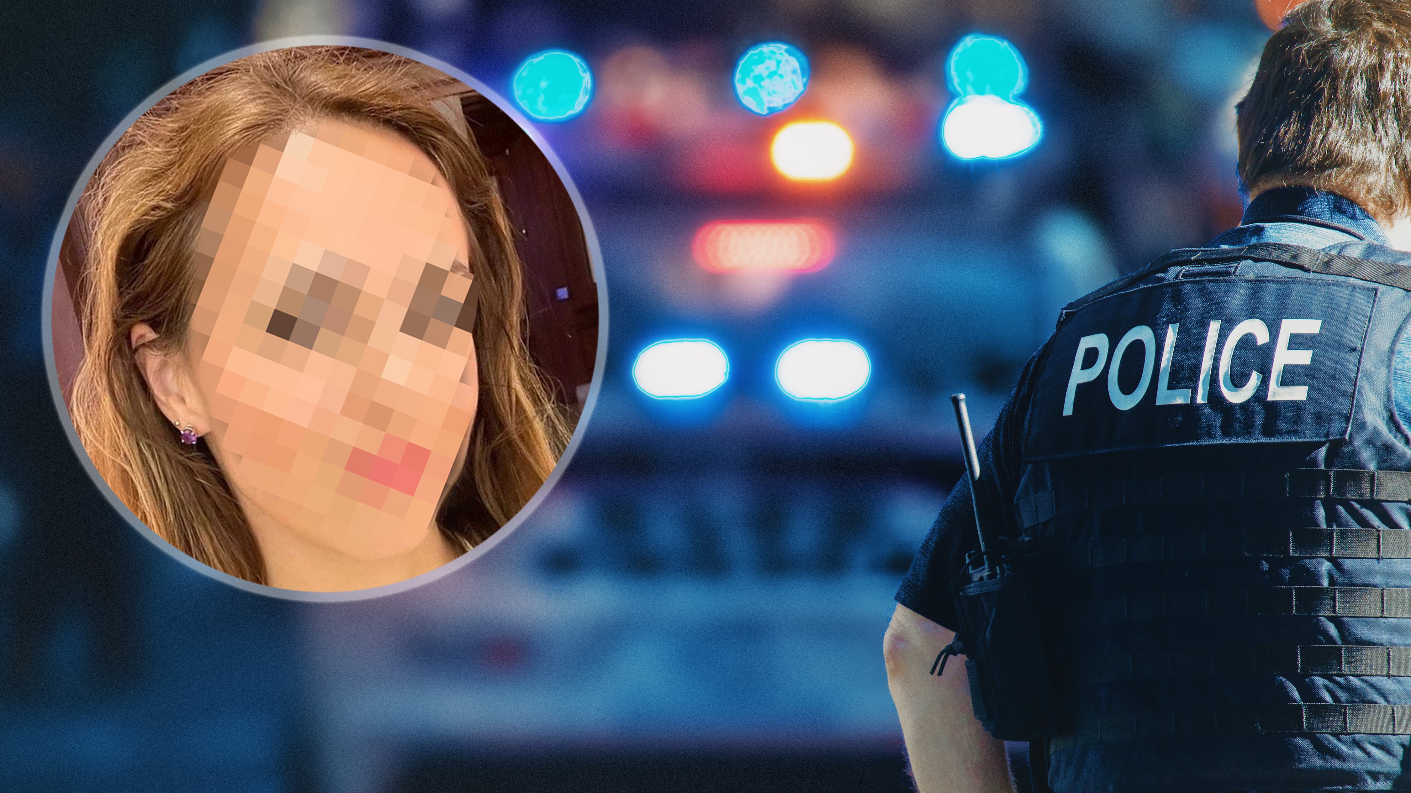 American,Policeman,And,Police,Car,In,The,Background